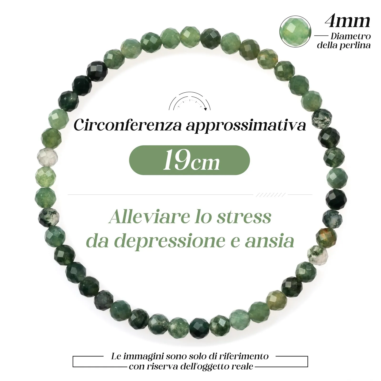 Landorilo Bracciale in Agata Muschiata Sfaccettata 4 mm - immagine 4