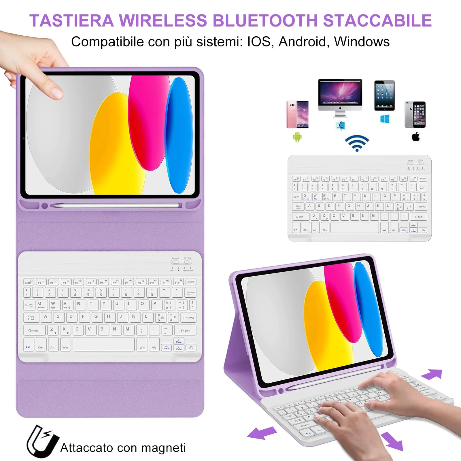 IVEOPPE Tastiera e Custodia per iPad 11 Generazione 11" (2025) e iPad 10 Generazione 10.9" (2022) A16 - immagine 3