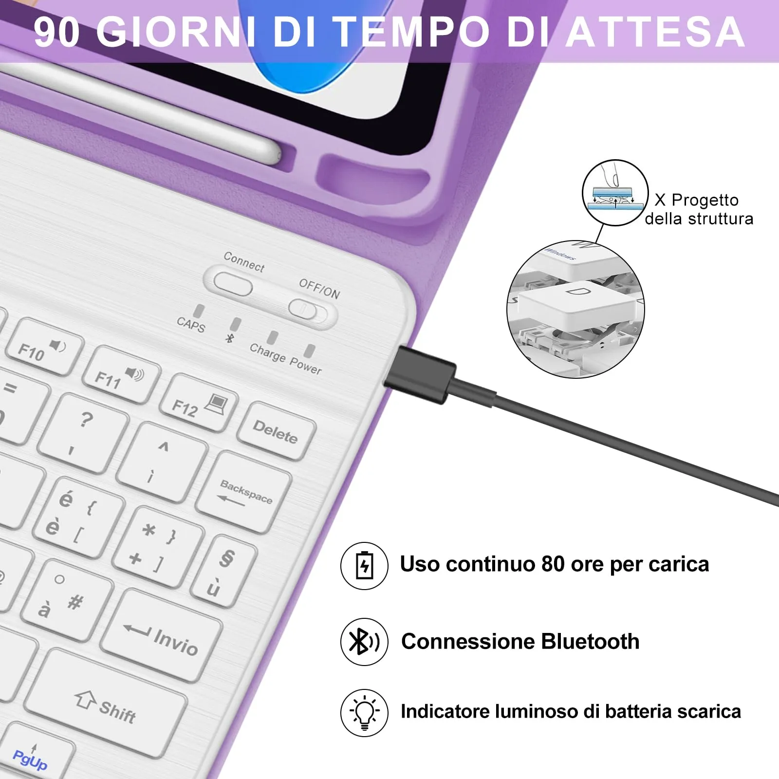 IVEOPPE Tastiera e Custodia per iPad 11 Generazione 11" (2025) e iPad 10 Generazione 10.9" (2022) A16 - immagine 4