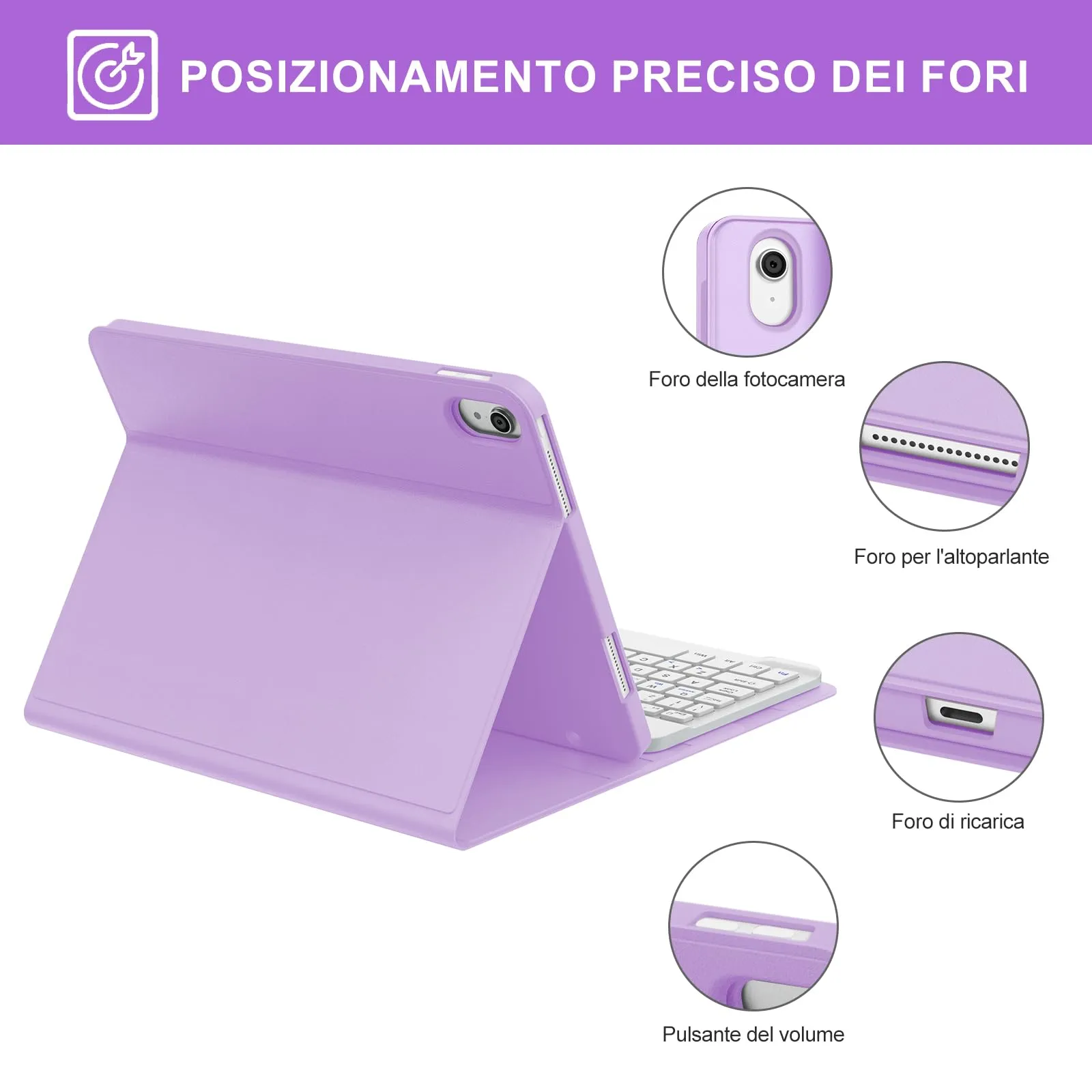 IVEOPPE Tastiera e Custodia per iPad 11 Generazione 11" (2025) e iPad 10 Generazione 10.9" (2022) A16 - immagine 7