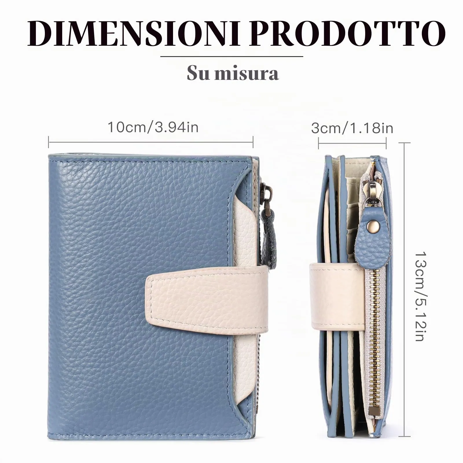 SENDEFN Portafoglio Donna in Pelle Vera Piccolo con RFID, 14 Slot Carte e Portamonete con Cerniera - immagine 4