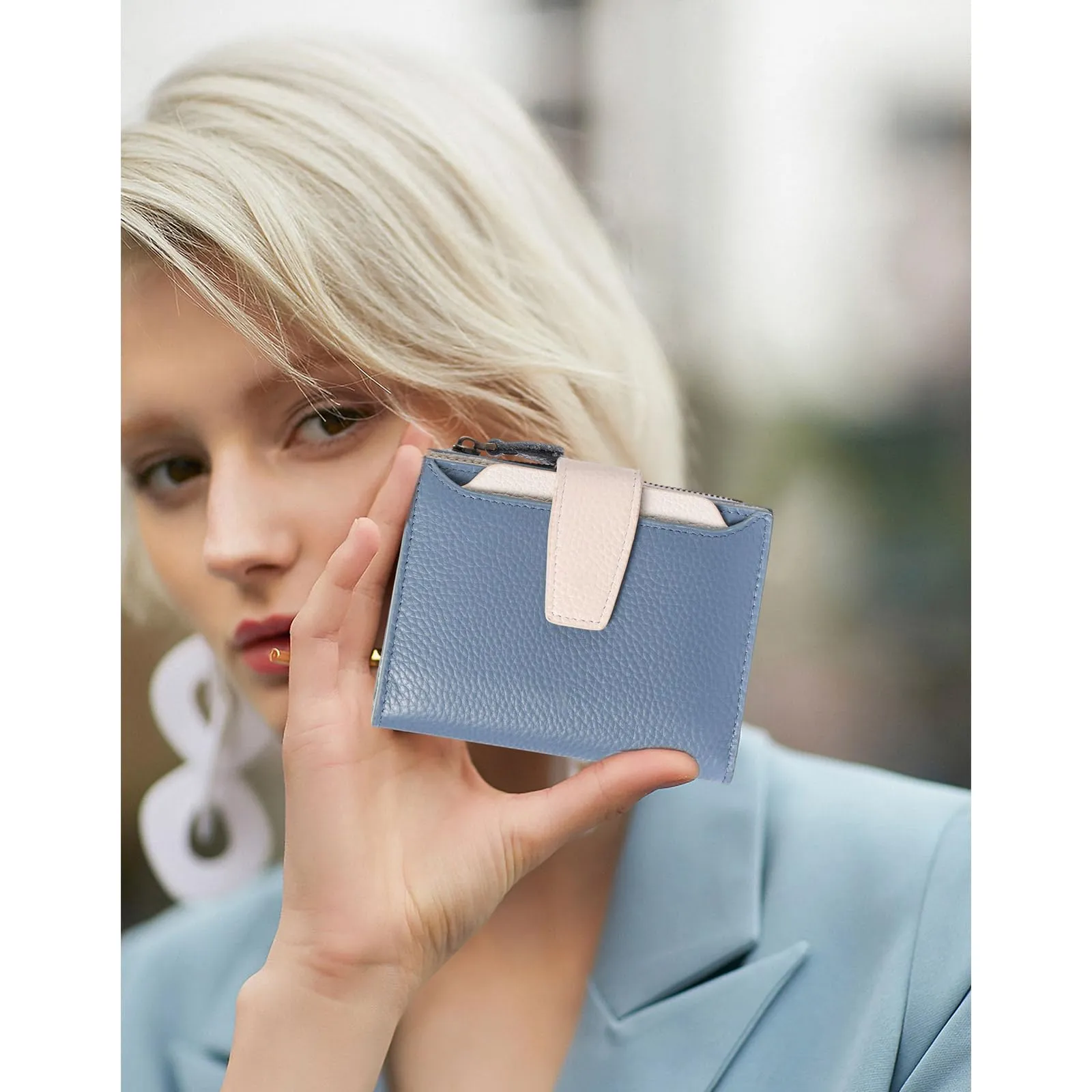 SENDEFN Portafoglio Donna in Pelle Vera Piccolo con RFID, 14 Slot Carte e Portamonete con Cerniera - immagine 5
