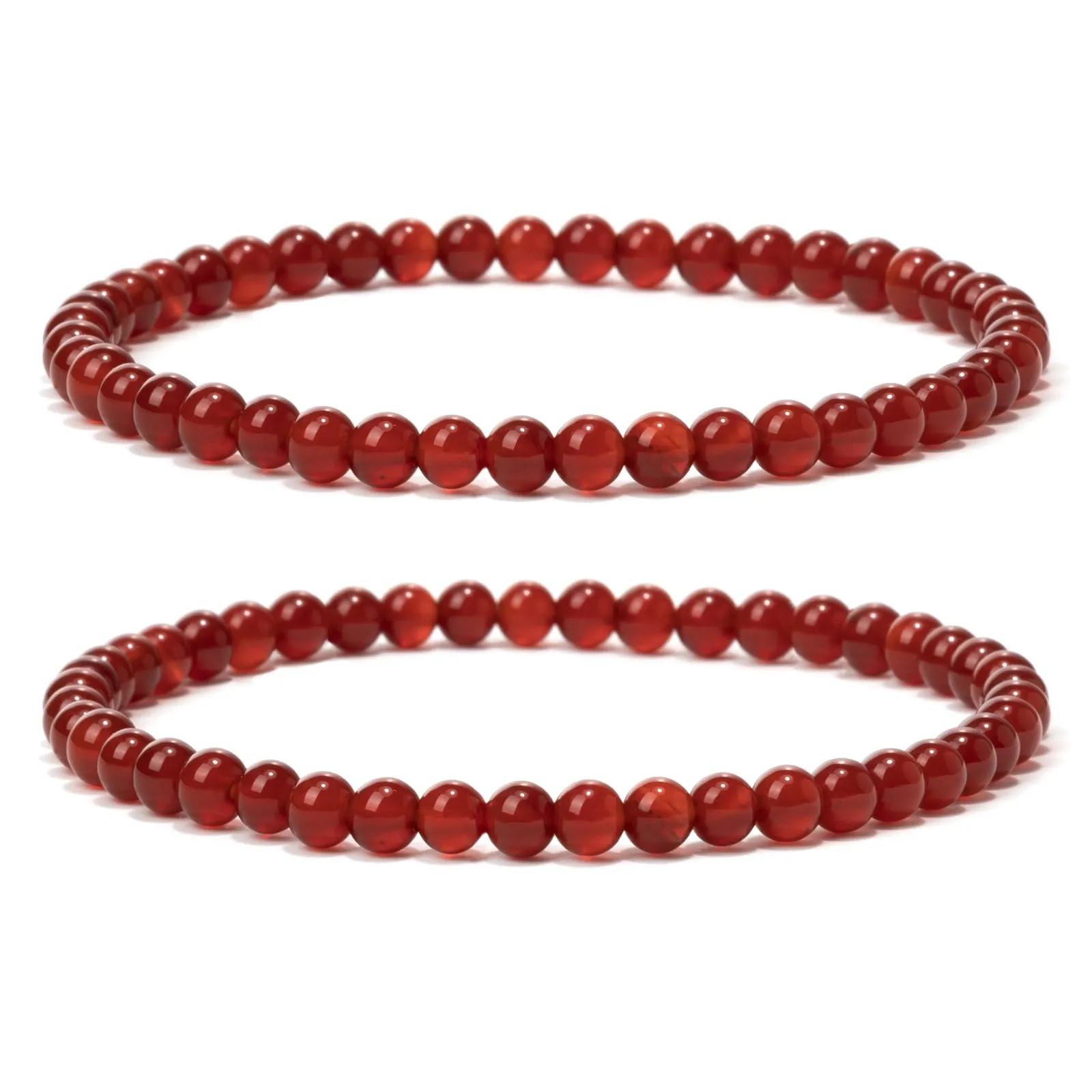 Landorilo Bracciale in Pietra Naturale Calcedonio Rosso, 4 mm, Set da 2 - immagine 1