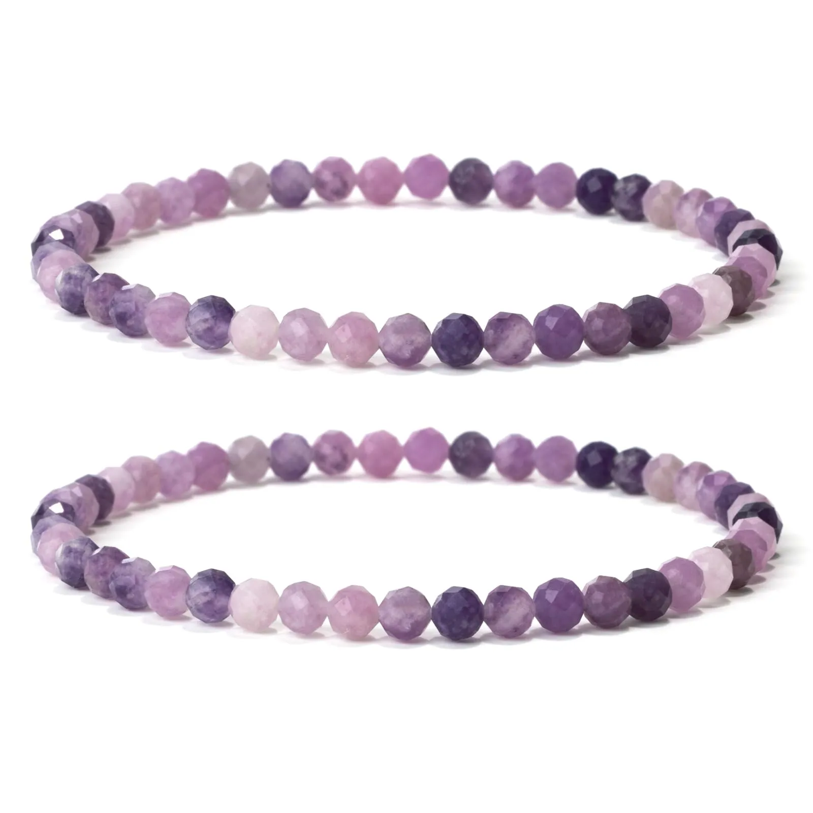 Landorilo Bracciale in Calcedonio Lavanda, Pietra Naturale Sfaccettata 4 mm, Set da 2 Pezzi - immagine 1