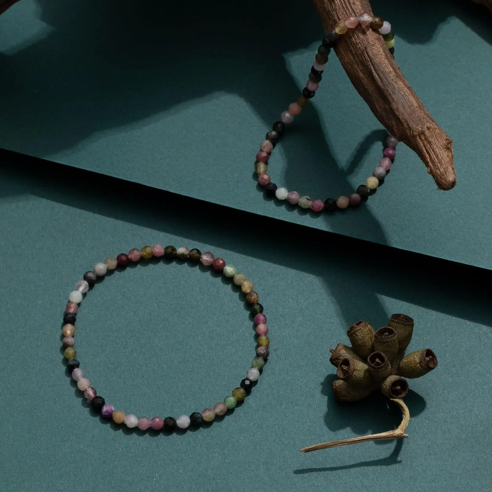 Landorilo Bracciale in Pietra Naturale Diaspro Colorato, 4 mm, 18-19 cm, Set da 2 pezzi - immagine 3