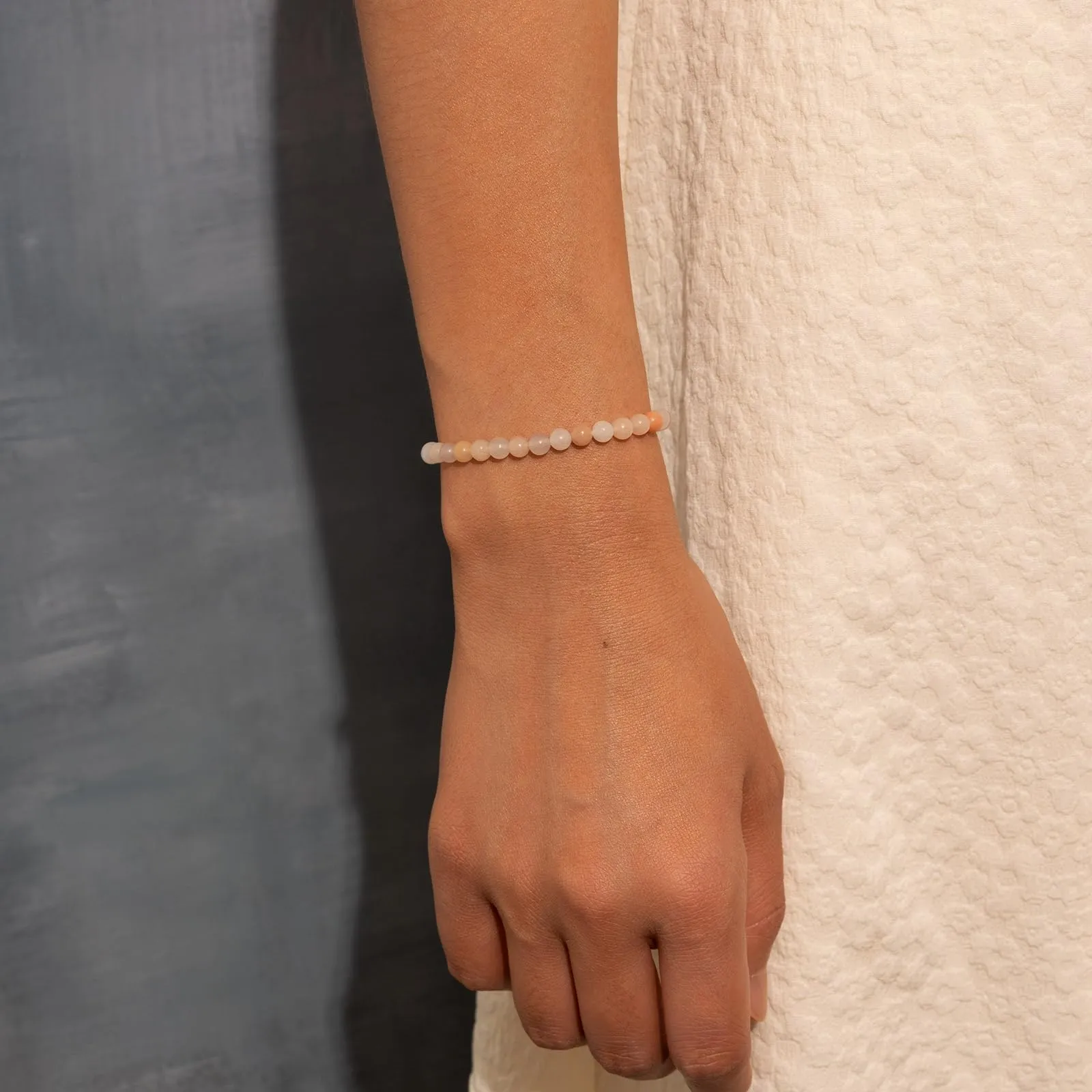 Landorilo Bracciale in Pietra Naturale 4 mm, Opale Rosa - immagine 2