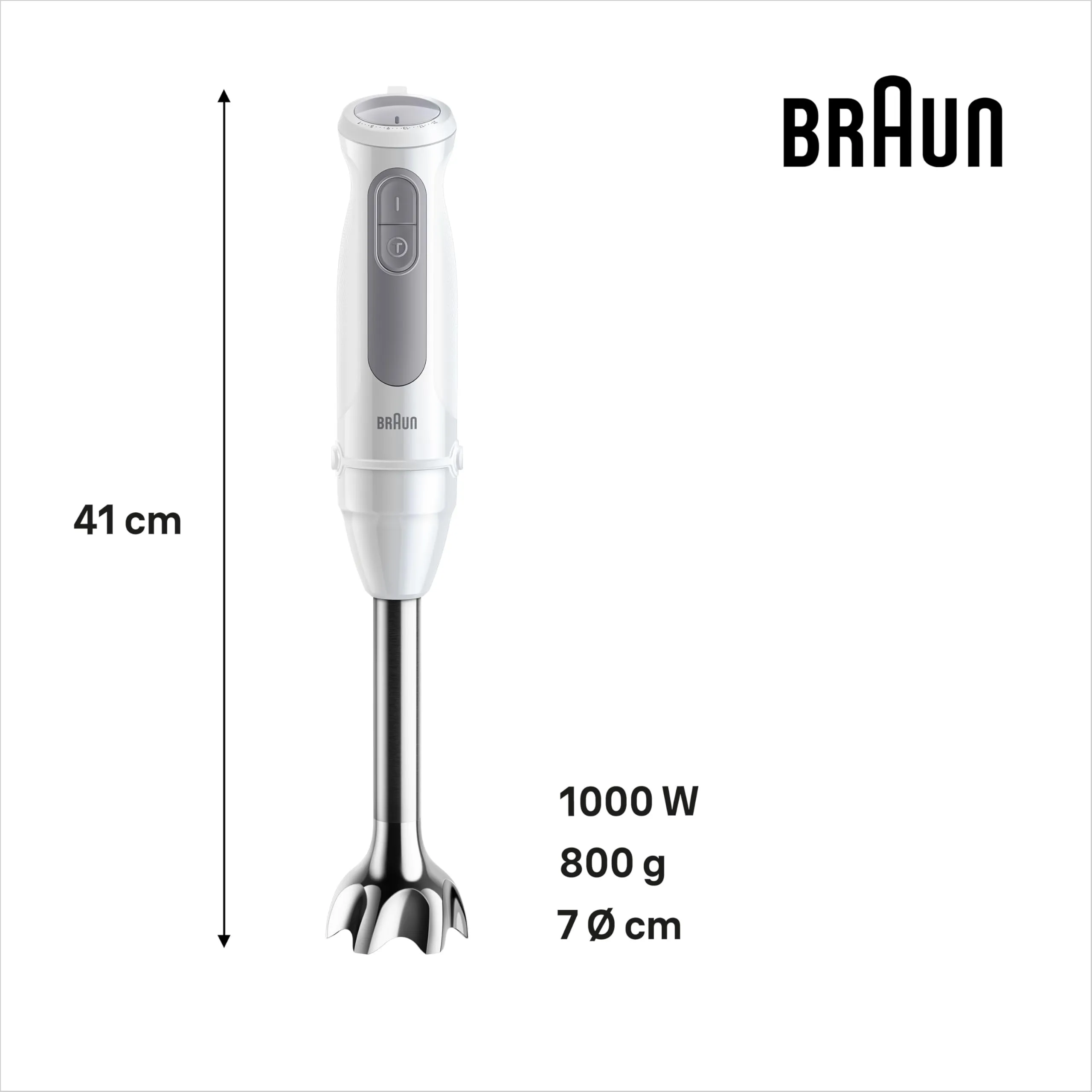 Braun MultiQuick 5 MQ50.201M Minipimer PowerBell Plus, 21 Velocità + Turbo, EasyClick Plus, Asta in Acciaio Inox, Tritatutto 350ml e Bicchiere 600ml, 1000W, Bianco - immagine 5