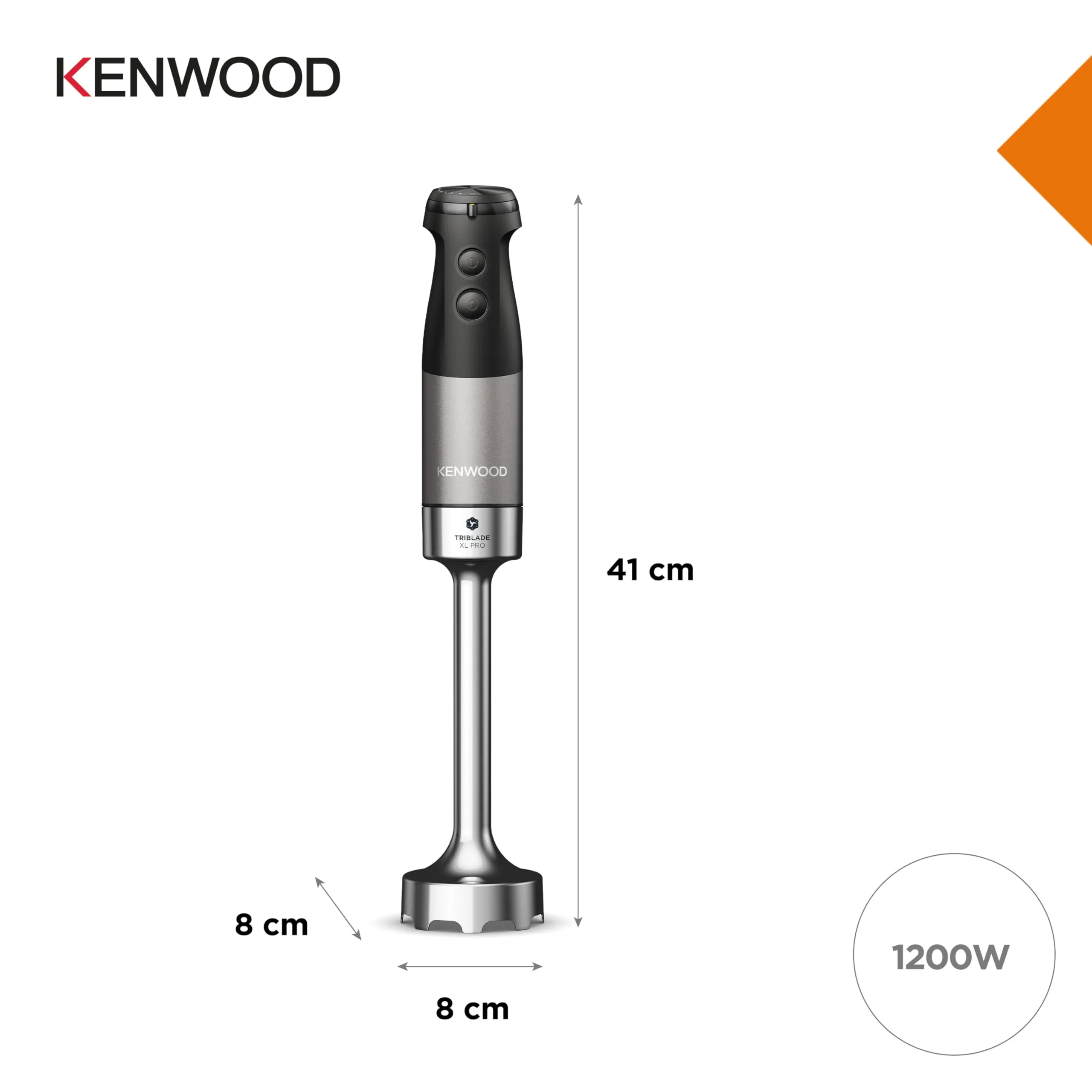 Kenwood Triblade XL Pro HBM80.322BK Minipimer 1200W Nero, con Asta Acciaio Inox, Tritatutto 500ml, Frusta, Emulsionatore, Bicchieri 700 e 250 ml - immagine 5