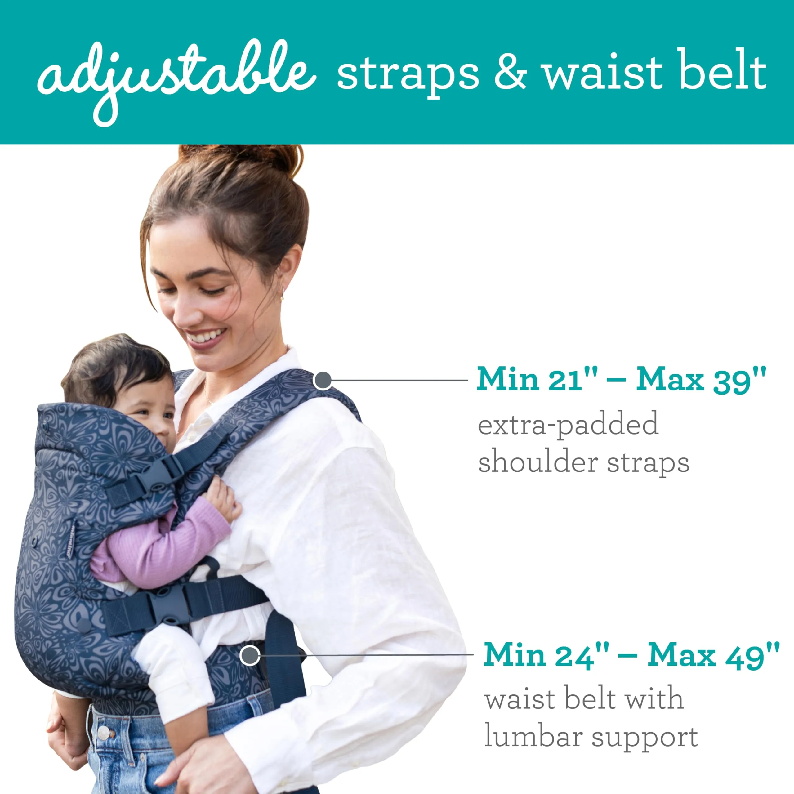Infantino Flip Advanced Marsupio 4-in-1 Ergonomico, 3,6-14,5 kg, Marino Floreale - immagine 3