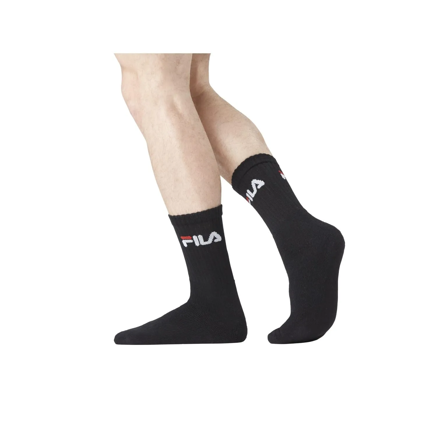Fila Calzini Uomo Sportivi, Set di 6 Calze Lunghe, Bianchi, Nero, Grigio, Taglie 35-38 - immagine 2