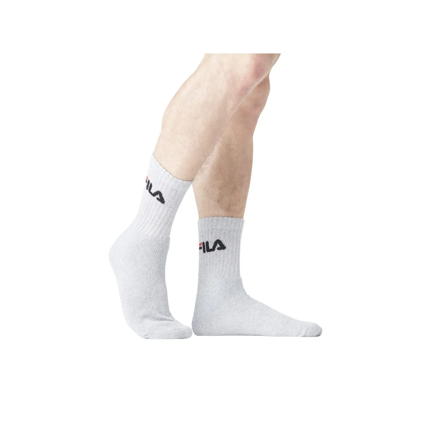 Fila Calzini Uomo Sportivi, Set di 6 Calze Lunghe, Bianchi, Nero, Grigio, Taglie 35-38 - immagine 5