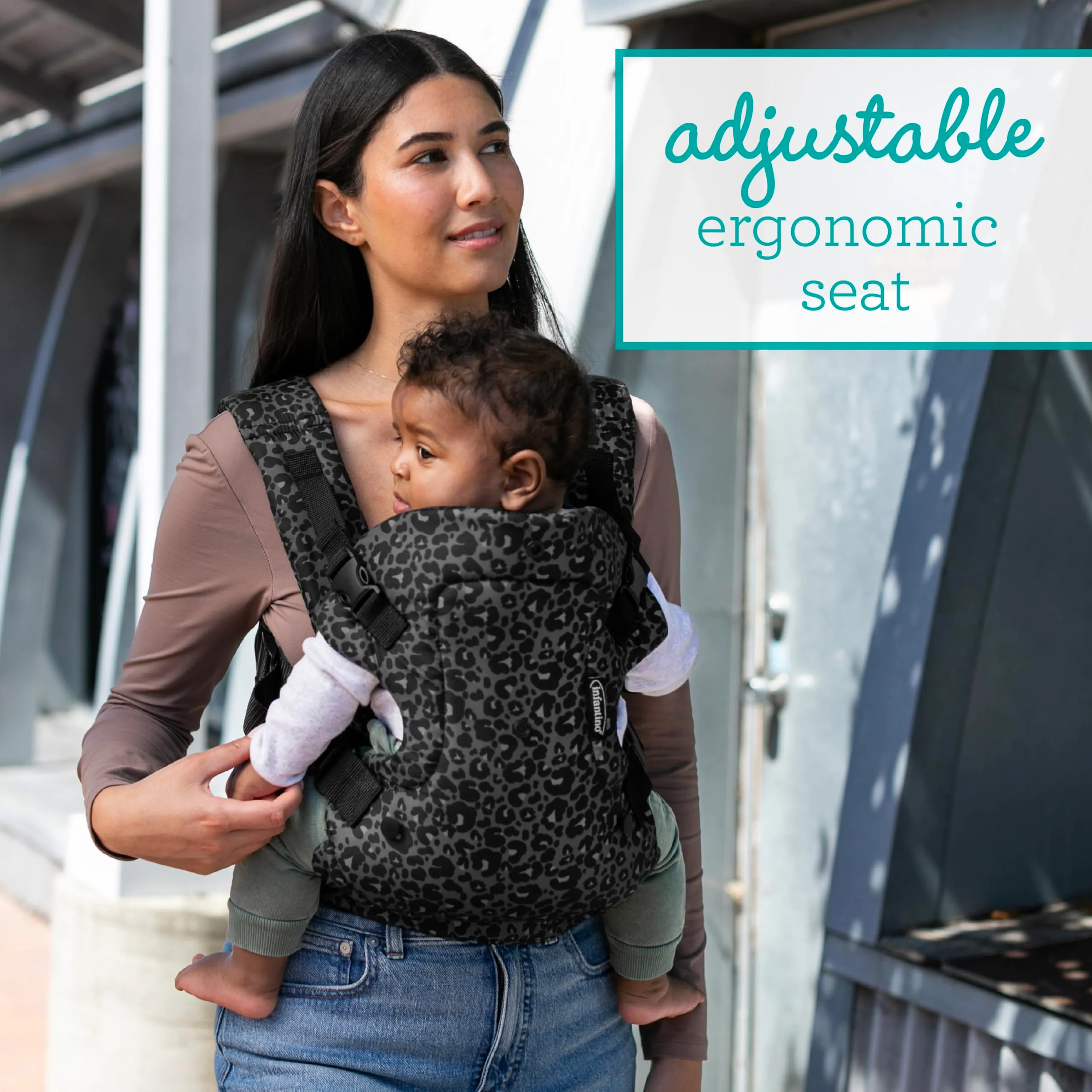 Infantino Marsupio Flip Advanced 4-in-1, Ergonomico e Convertibile, 3,6-14,5 kg, Leopardo Grigio - immagine 4