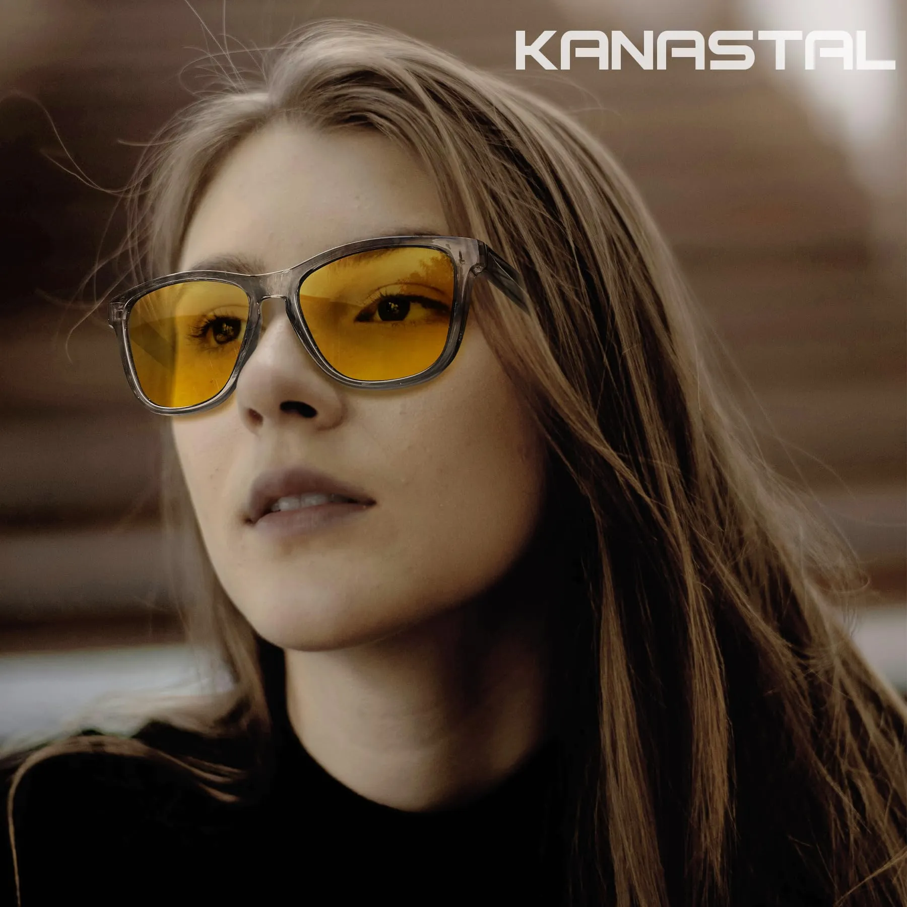 KANASTAL Occhiali Guida Notturna Unisex Lenti Gialle Montatura Grigia - immagine 2