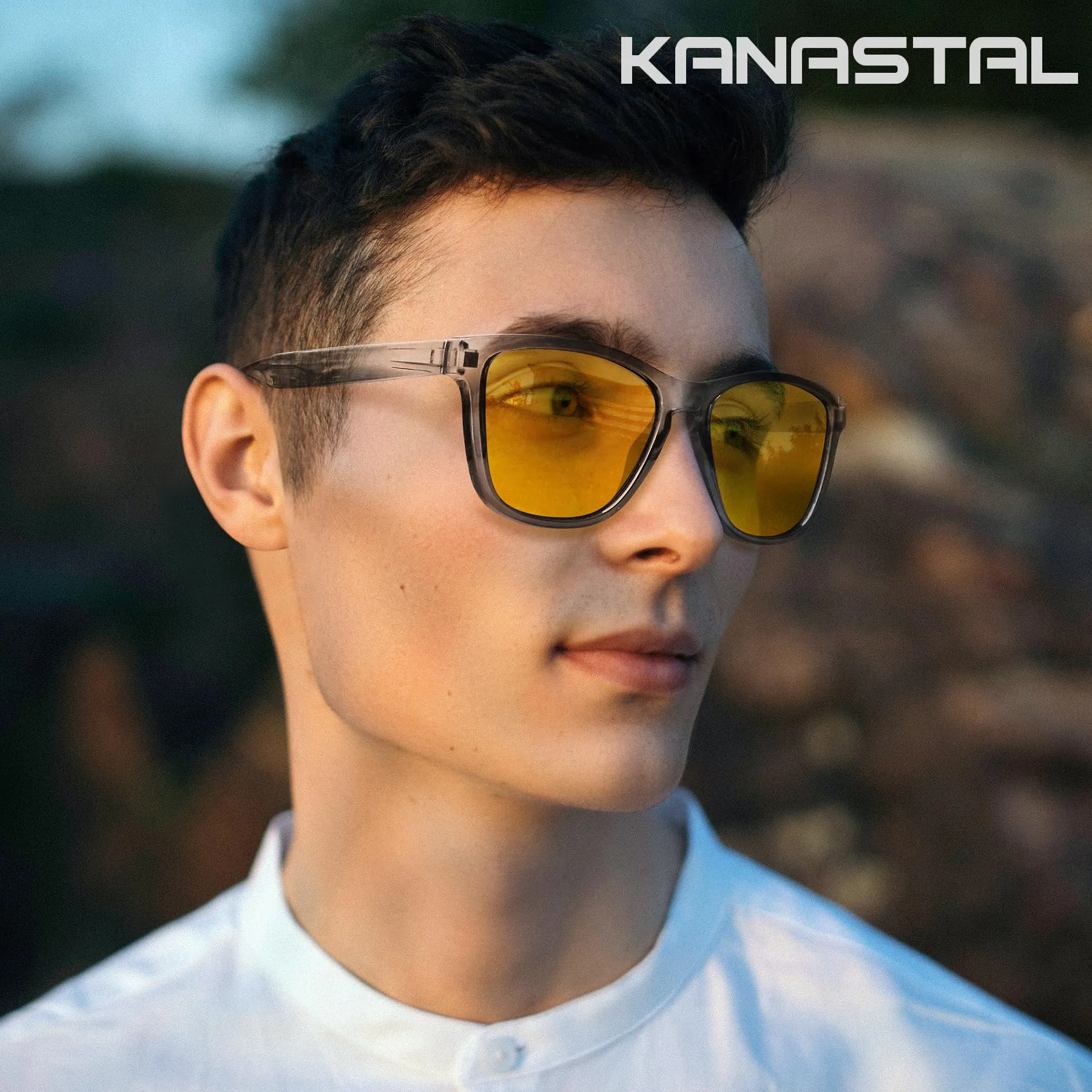 KANASTAL Occhiali Guida Notturna Unisex Lenti Gialle Montatura Grigia - immagine 3