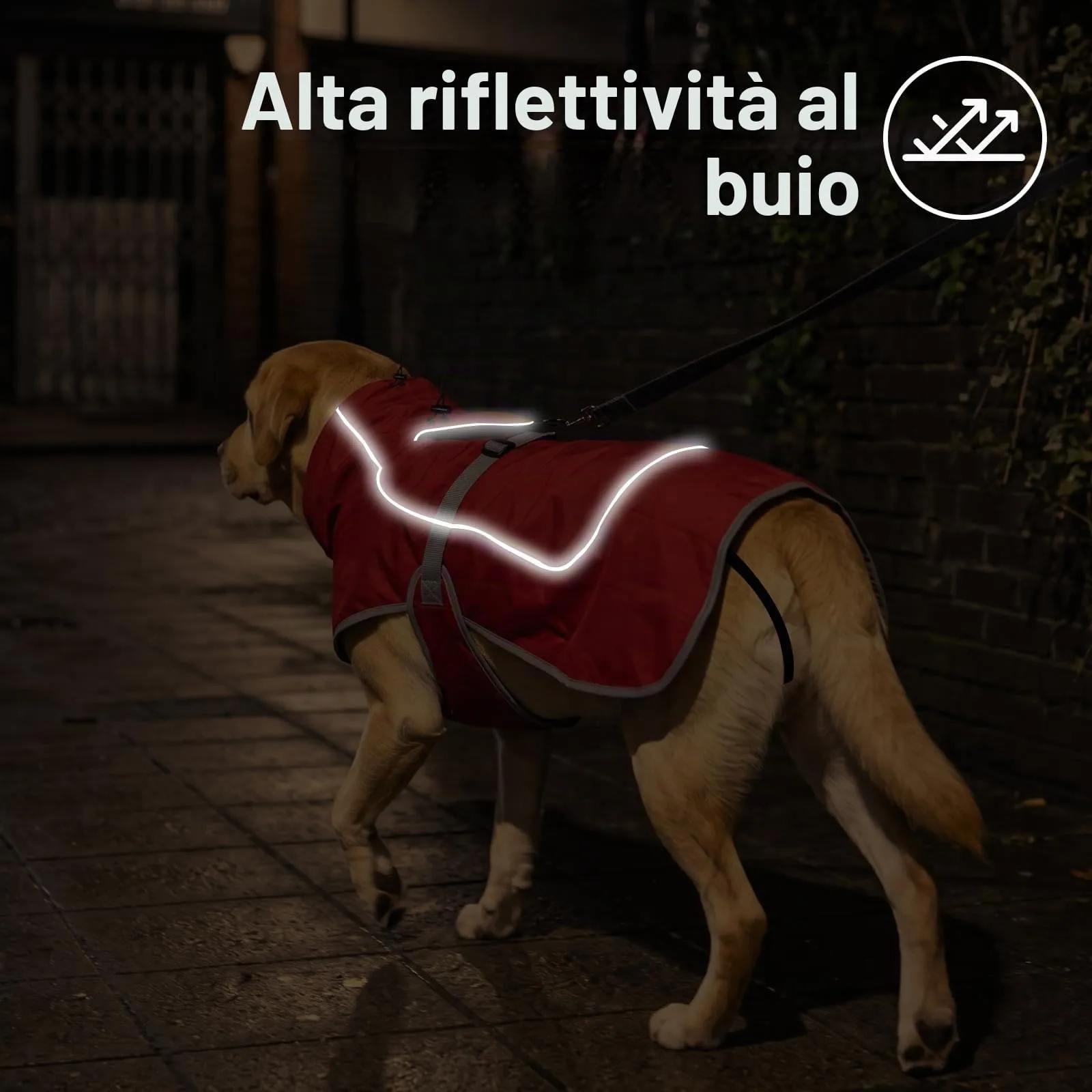 HEYWEAN Giacca Impermeabile per Cani con Fodera in Pile e Strisce Riflettenti, Rosso, XS - immagine 5
