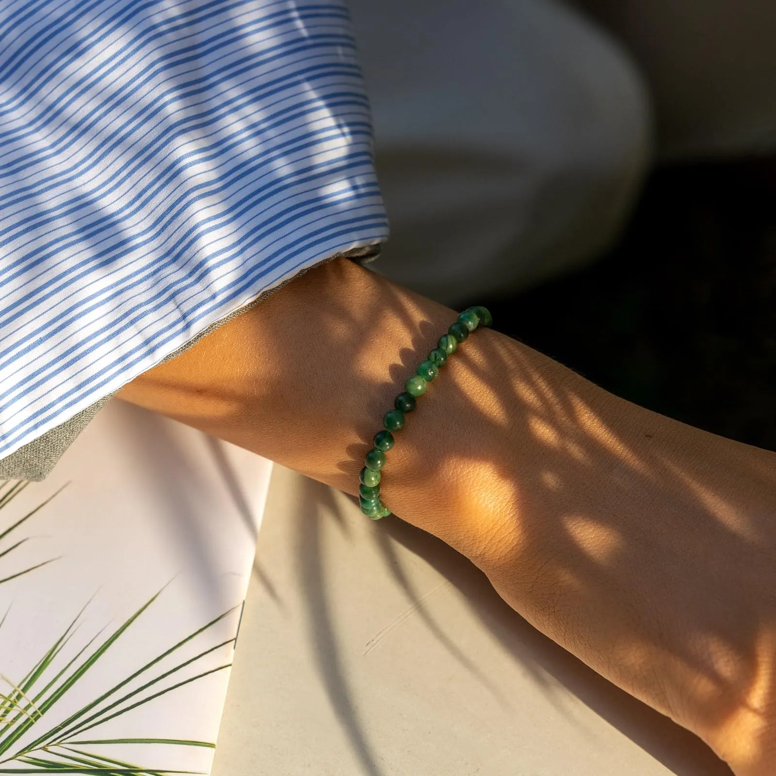 Landorilo Bracciale in Pietra Naturale Crisoprasio, 4 mm - immagine 2