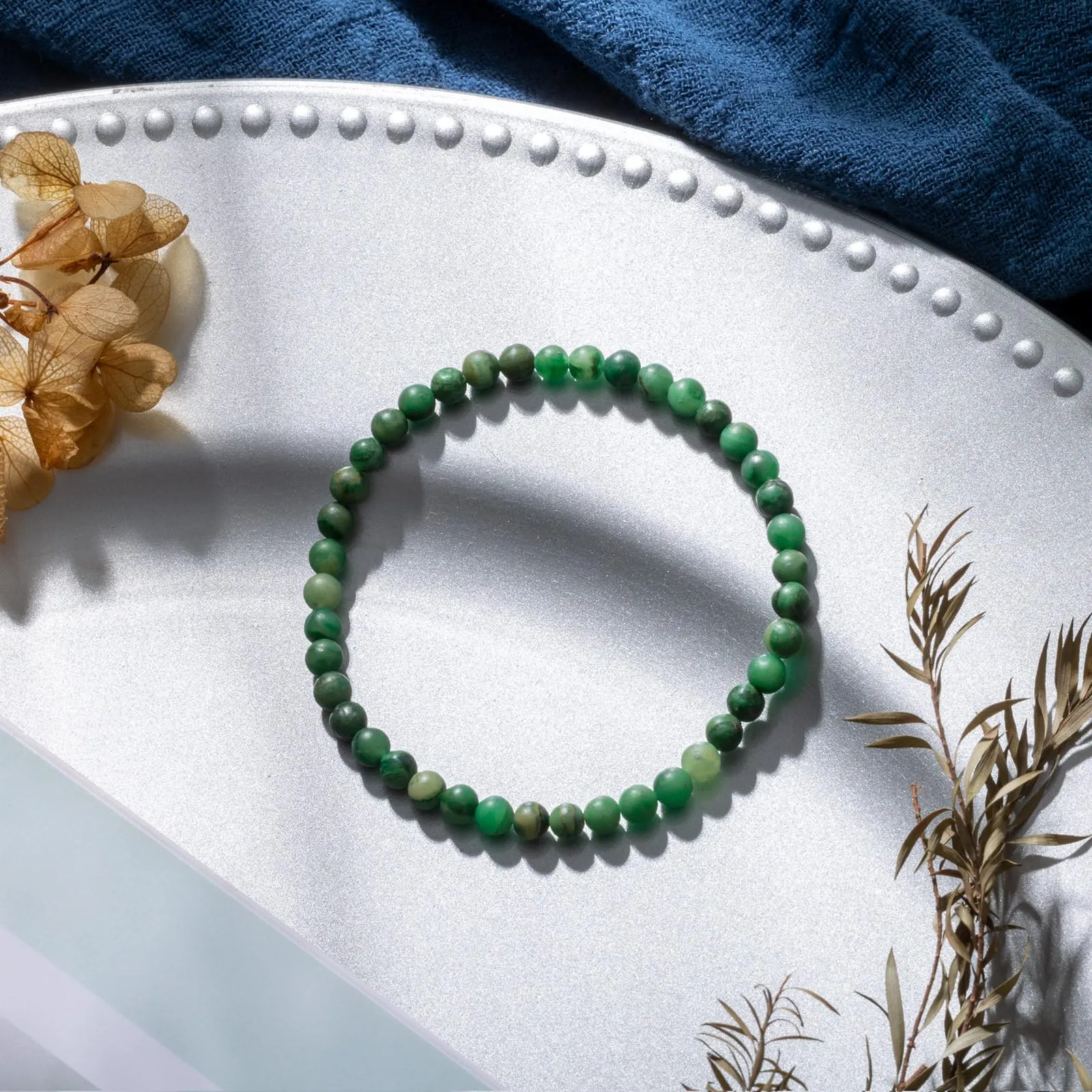 Landorilo Bracciale in Pietra Naturale Crisoprasio, 4 mm - immagine 3