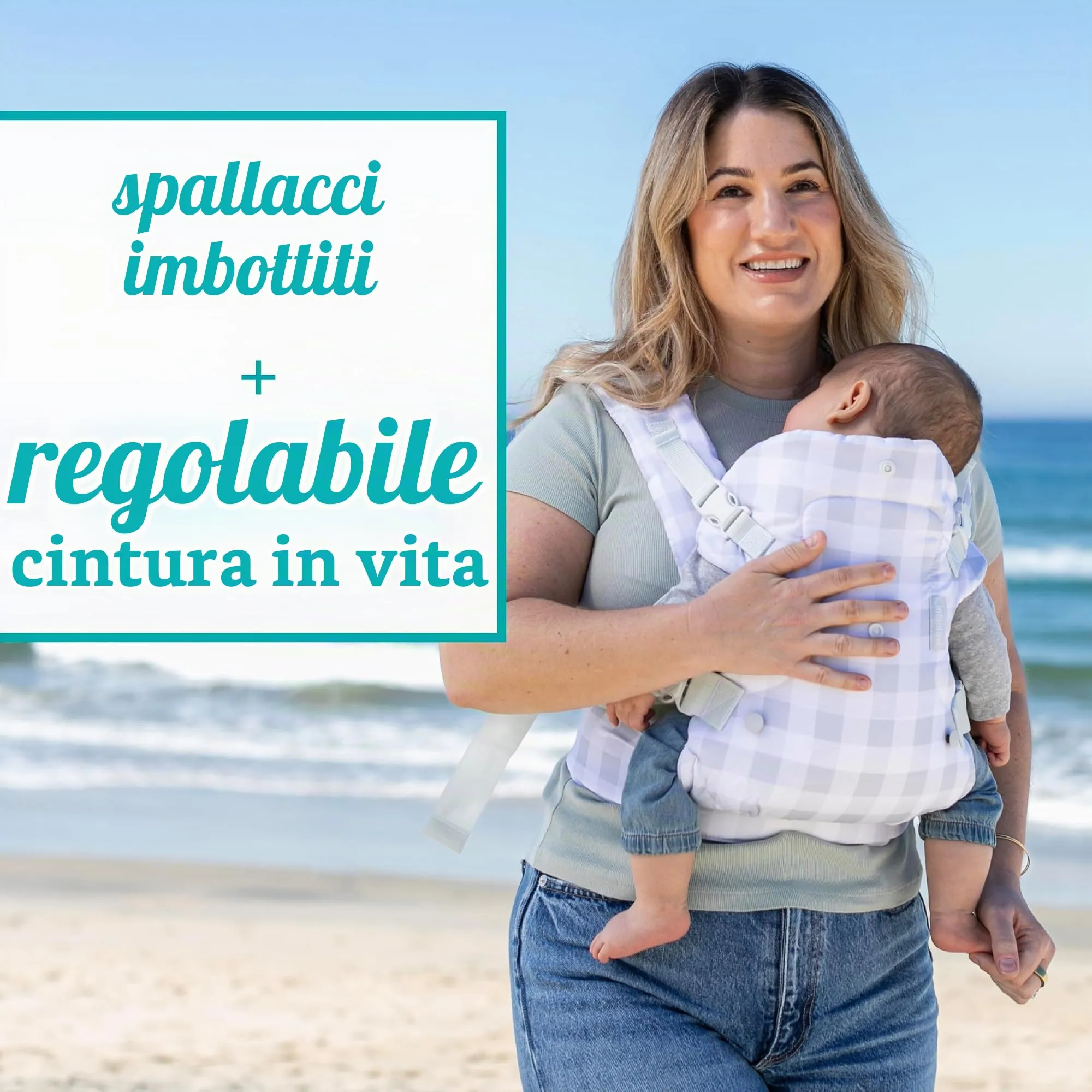 Infantino Flip Advanced Marsupio Neonato 4-in-1 Ergonomico, Trasporto Frontale e Dorsale, 3,6-14,5 kg, Gingham - immagine 4