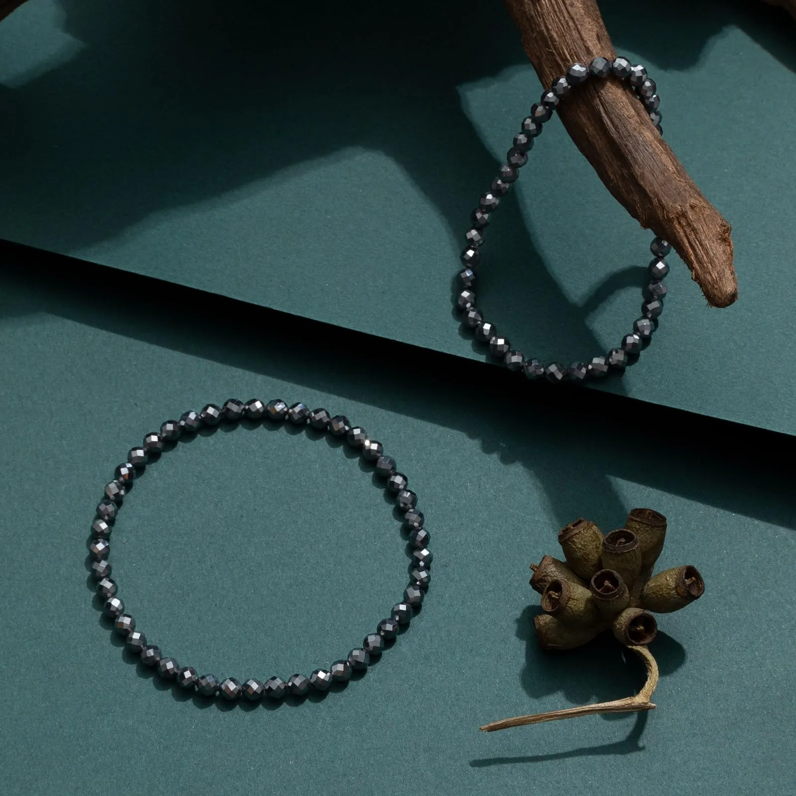 Landorilo Bracciale in Pietra Naturale Terahertz 4 mm, 18-19 cm, Set da 2 Pezzi - immagine 3