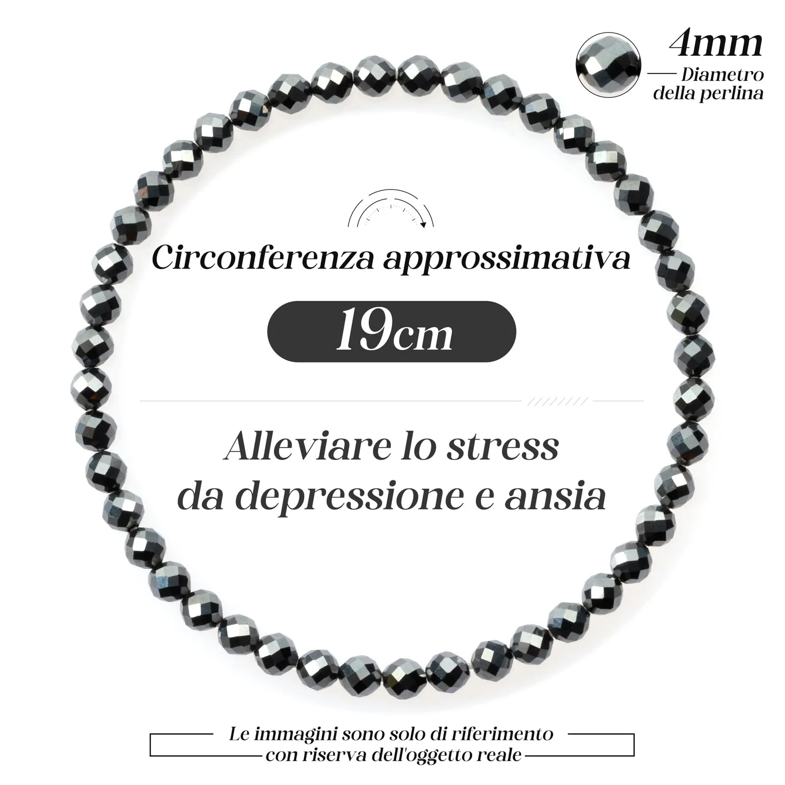 Landorilo Bracciale in Pietra Naturale Terahertz 4 mm, 18-19 cm, Set da 2 Pezzi - immagine 4