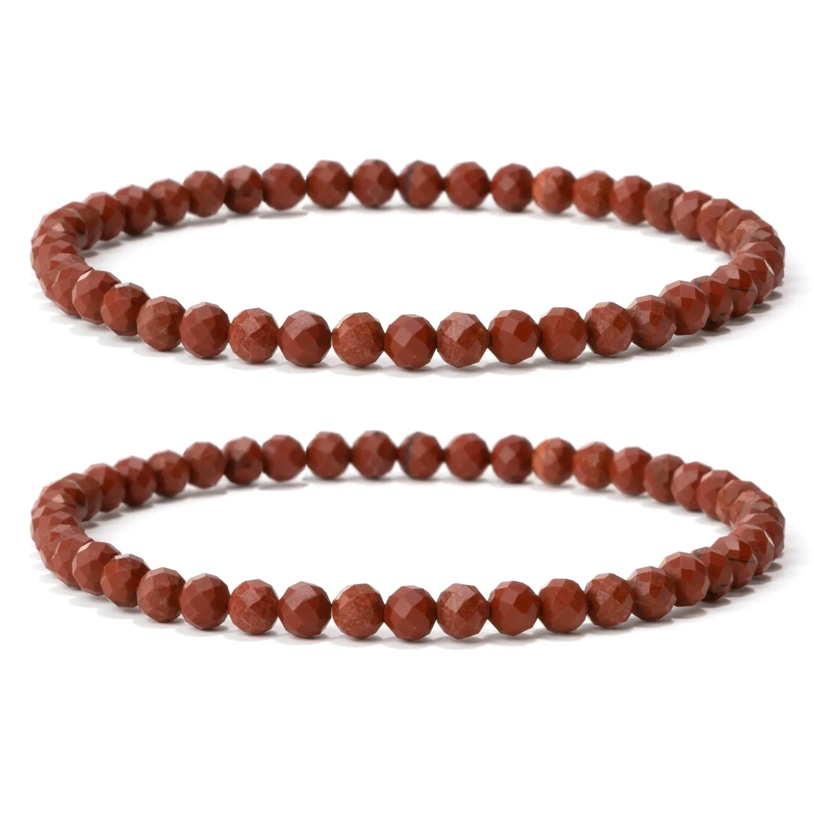 Landorilo Bracciale in Pietra Naturale Diaspro Rosso, 4 mm, 18-19 cm, Set da 2 Pezzi - immagine 1