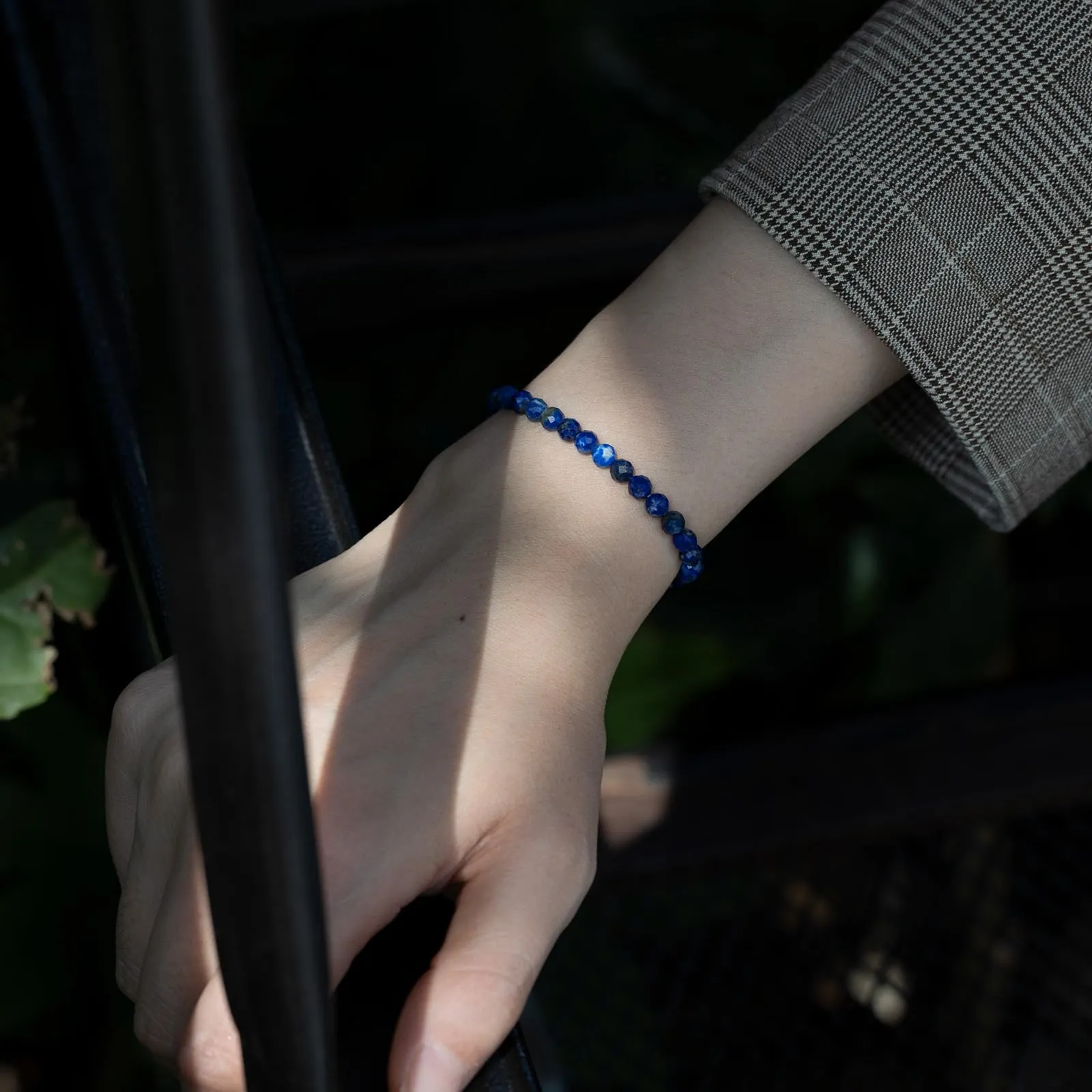 Landorilo Bracciale in Lapislazzuli, Pietra Naturale Sfaccettata 4 mm - immagine 2