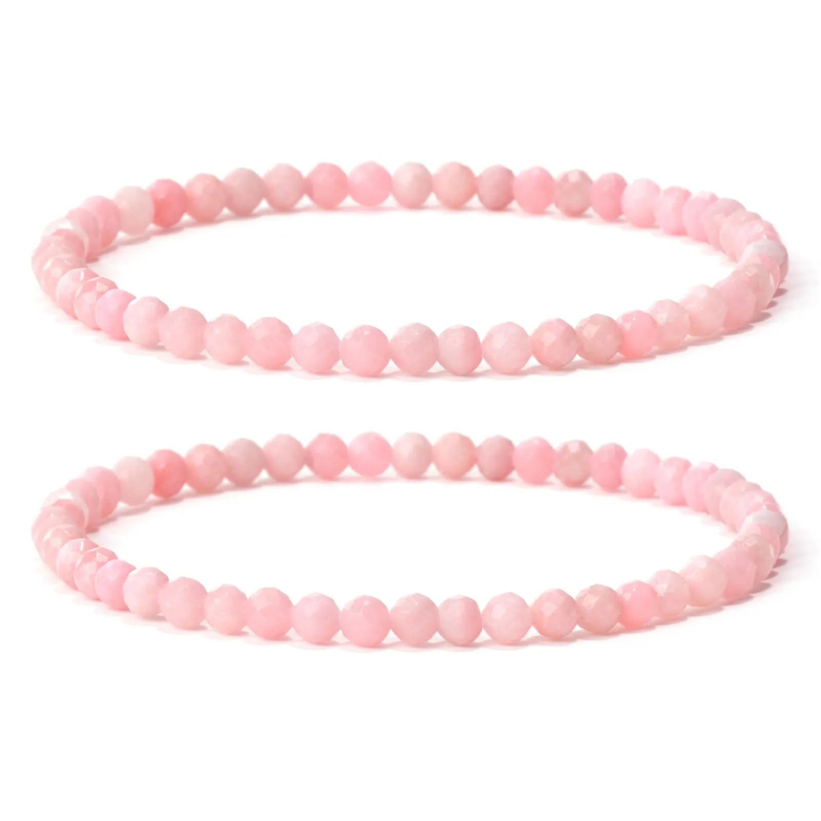 Landorilo Bracciale in Pietra Naturale 4 mm, 2 Pezzi, Rosa - immagine 1