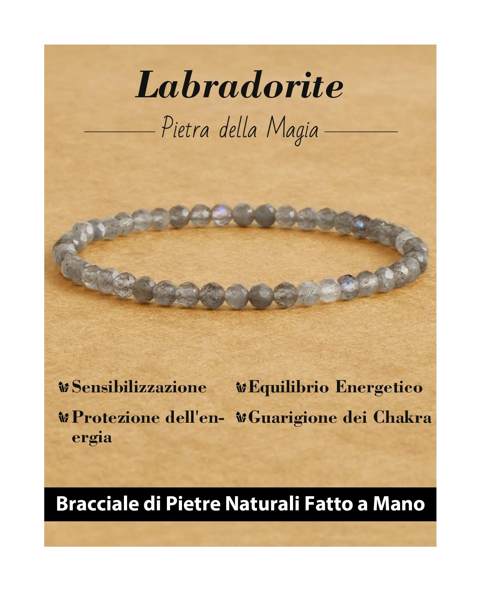 Landorilo Bracciale in Labradorite 4 mm - immagine 1
