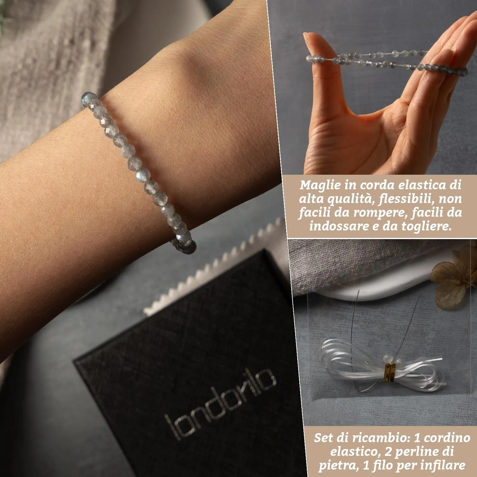 Landorilo Bracciale in Labradorite 4 mm - immagine 5