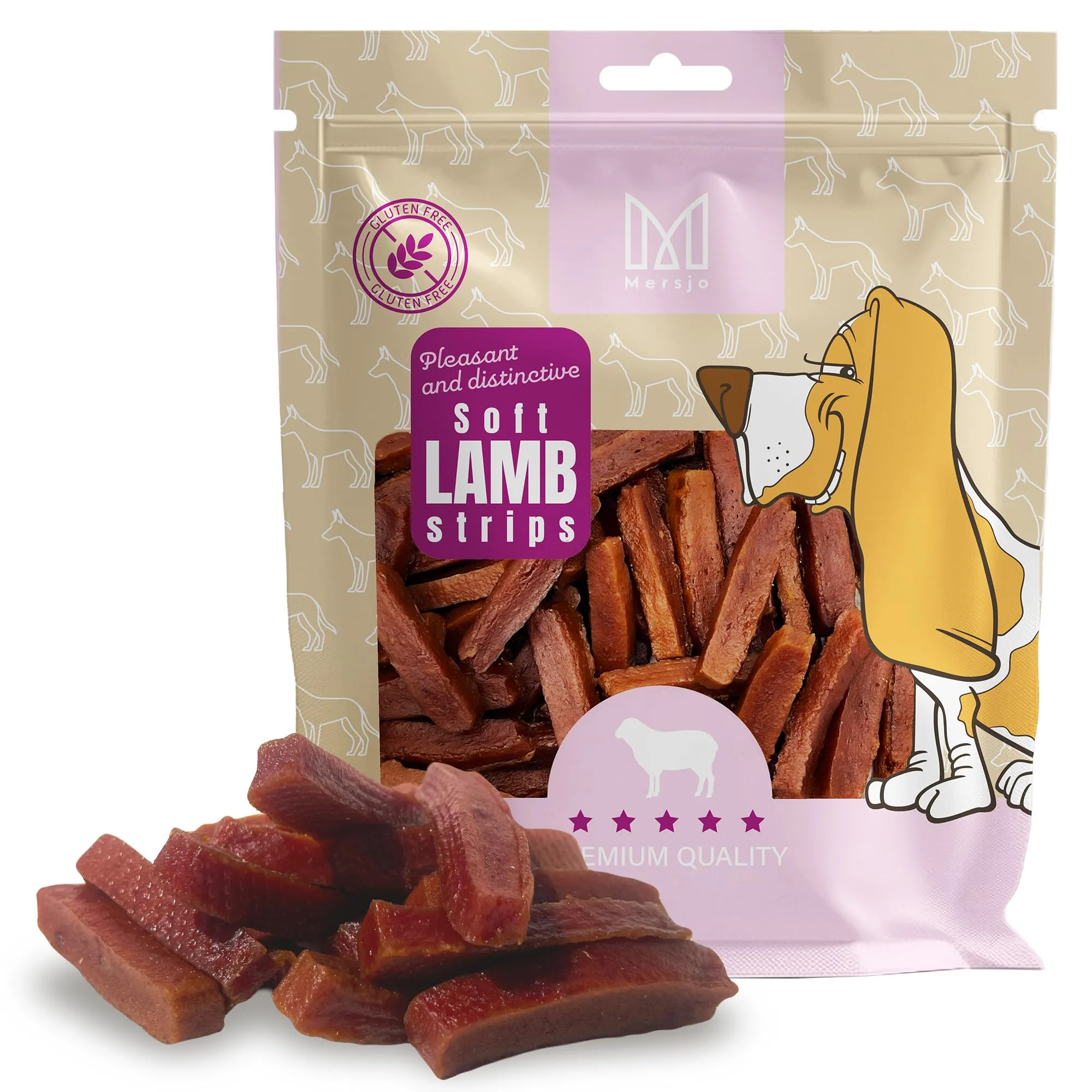 MERSJO Snack per cani, 92% Carne, Senza cereali, zucchero e additivi, Strisce morbide, 200 g - immagine 1