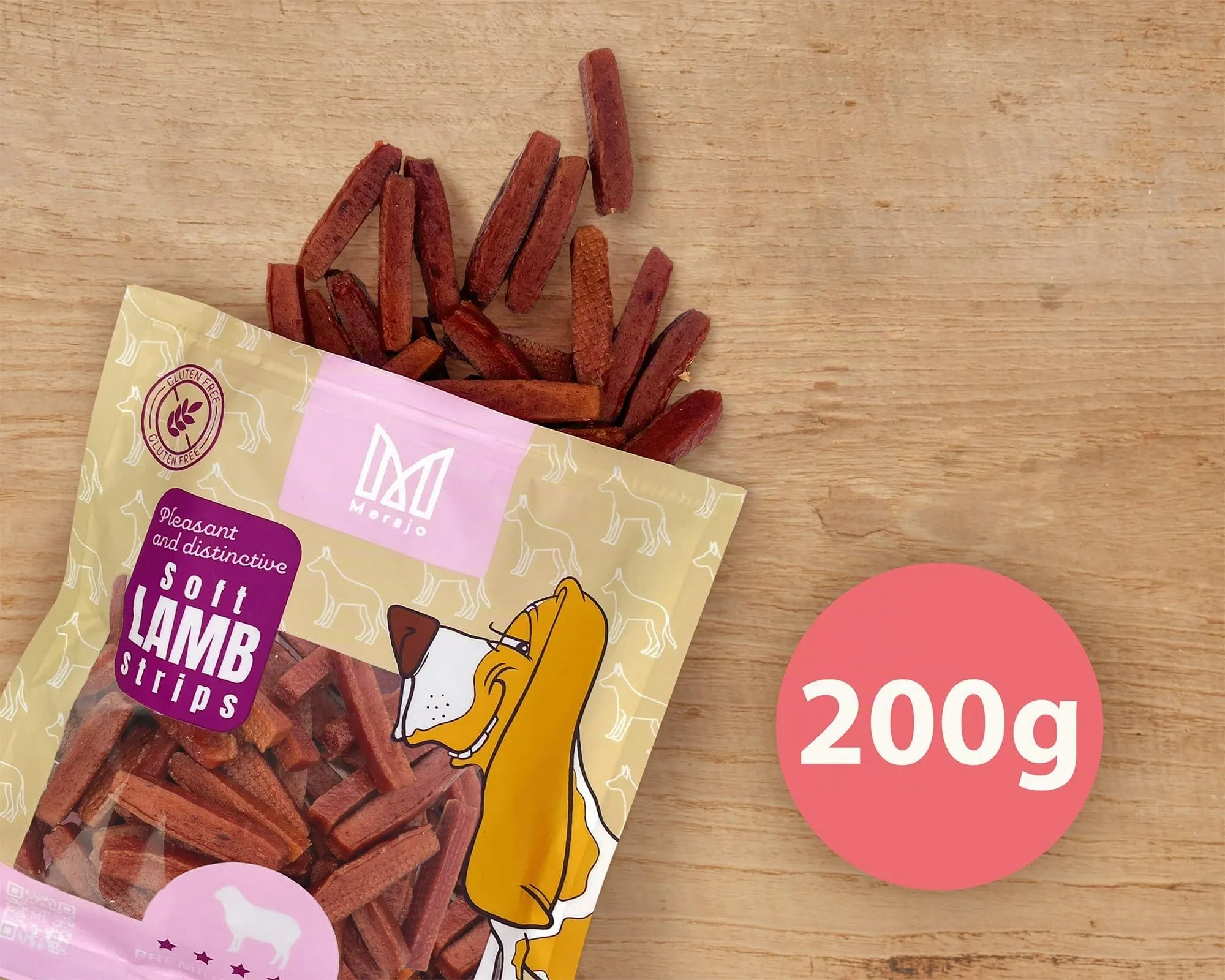 MERSJO Snack per cani, 92% Carne, Senza cereali, zucchero e additivi, Strisce morbide, 200 g - immagine 6