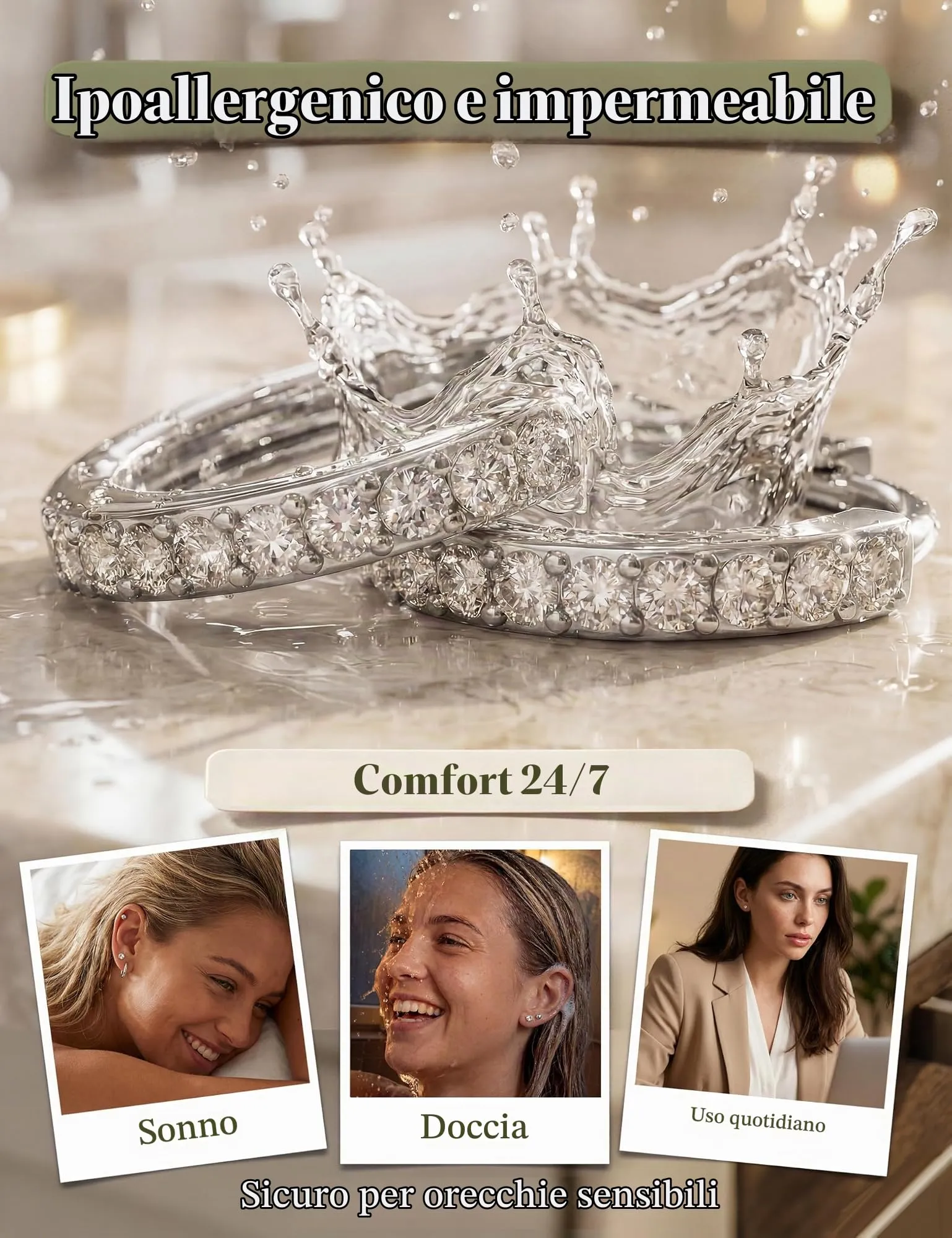 Diamday Set 12 Paia Orecchini in Acciaio Chirurgico Placcati Oro 14K per Piercing Helix e Cartilagine - immagine 3