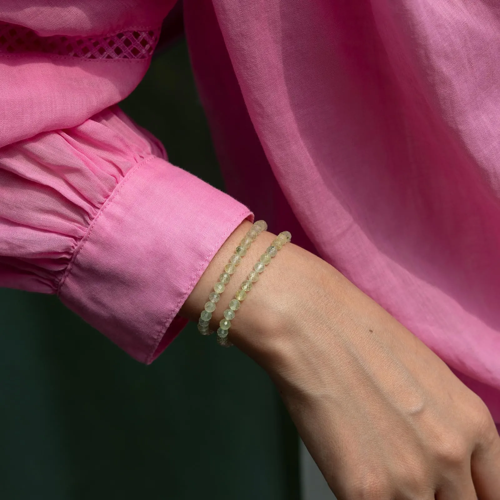Landorilo Bracciale in Pietra Naturale Sfaccettata 4 mm, Pietra Dell'uva, Set da 2 Pezzi - immagine 2