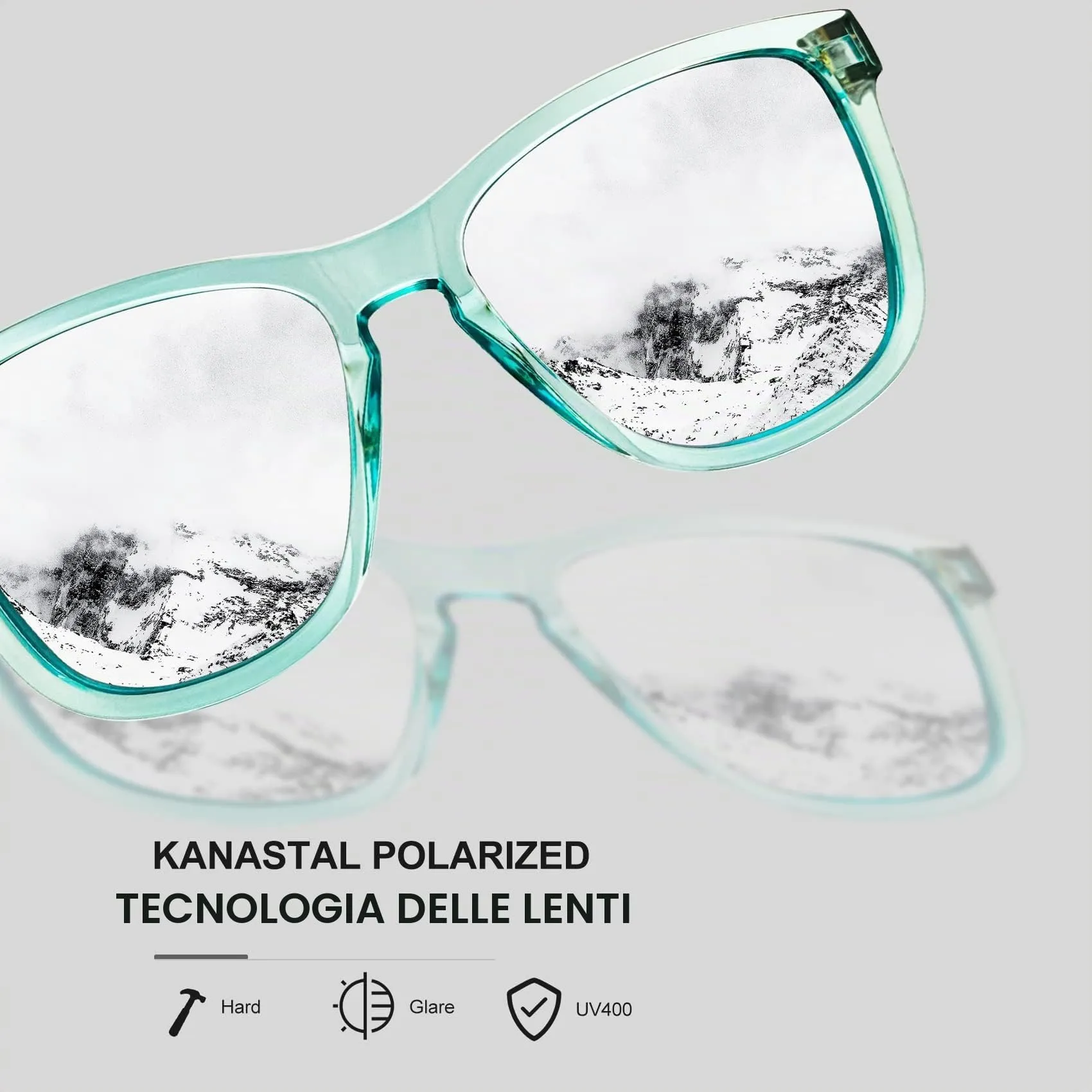 KANASTAL Occhiali da Sole Polarizzati UV400 Argento Specchiati Uomo Donna - immagine 3