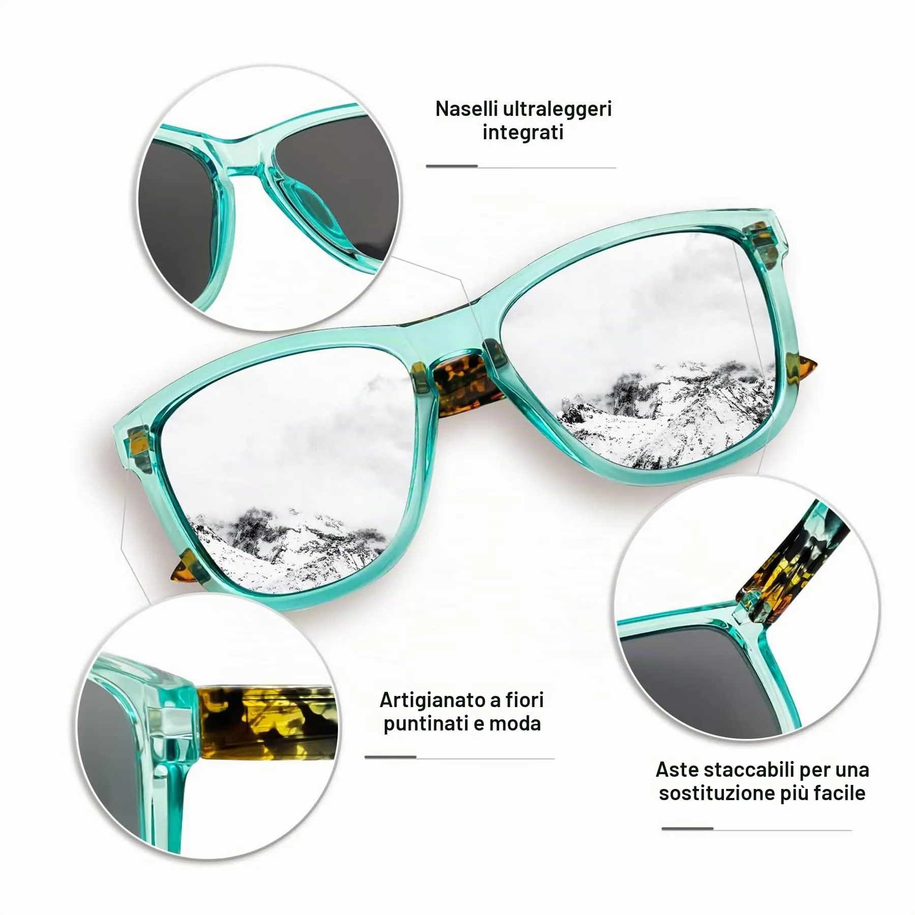 KANASTAL Occhiali da Sole Polarizzati UV400 Argento Specchiati Uomo Donna - immagine 4