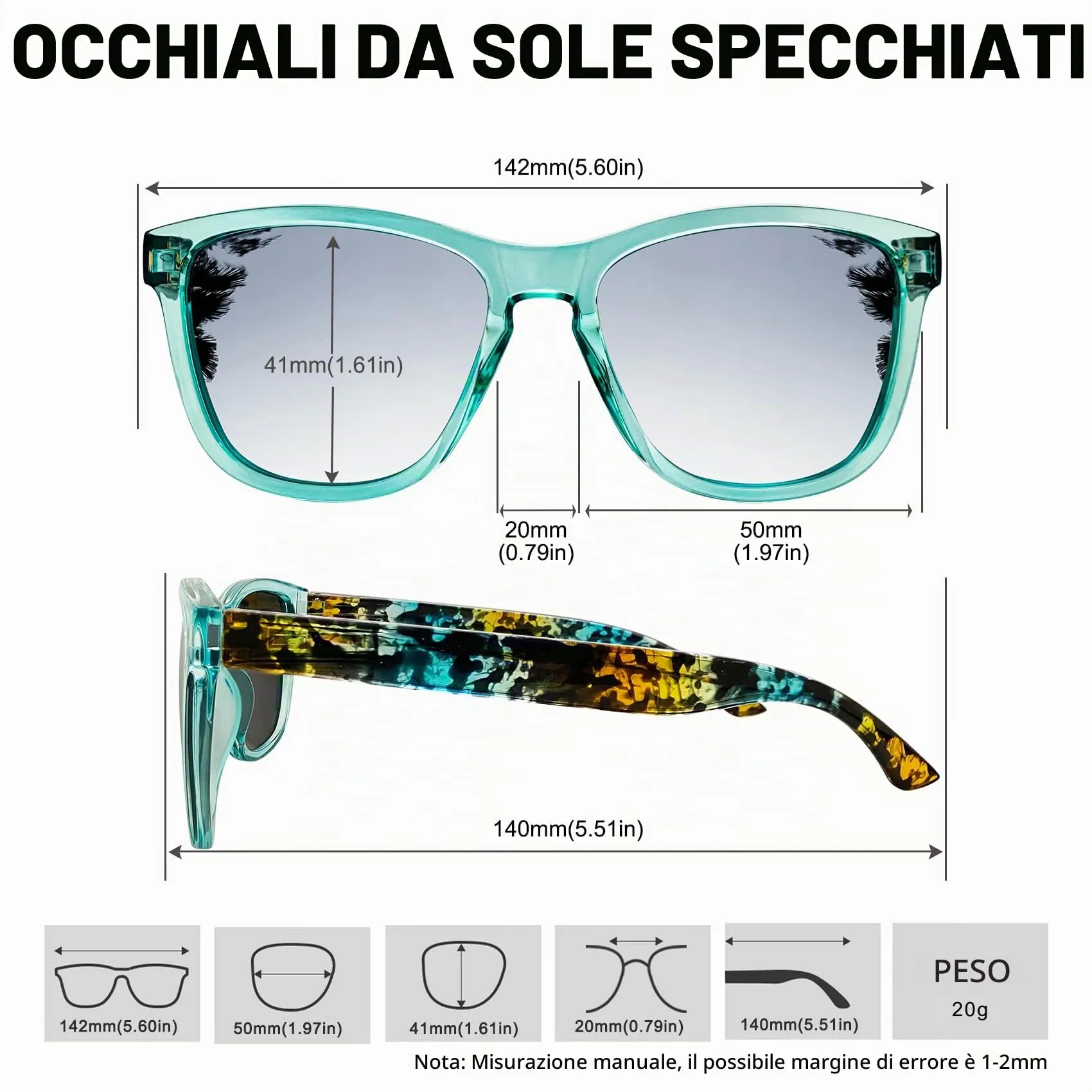 KANASTAL Occhiali da Sole Polarizzati UV400 Argento Specchiati Uomo Donna - immagine 5