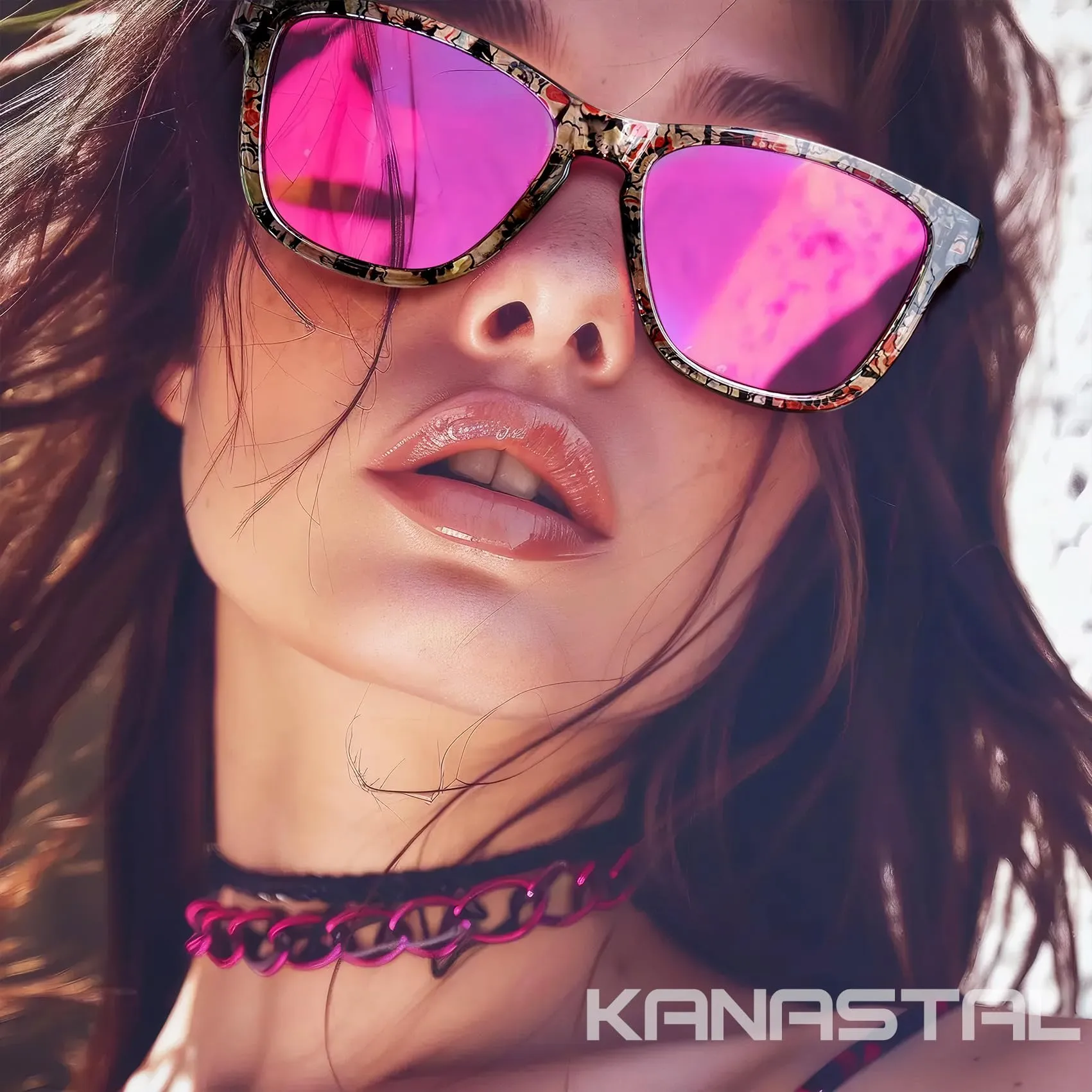 KANASTAL Occhiali da Sole Polarizzati UV400 Fucsia Specchio per Donna e Uomo - immagine 2