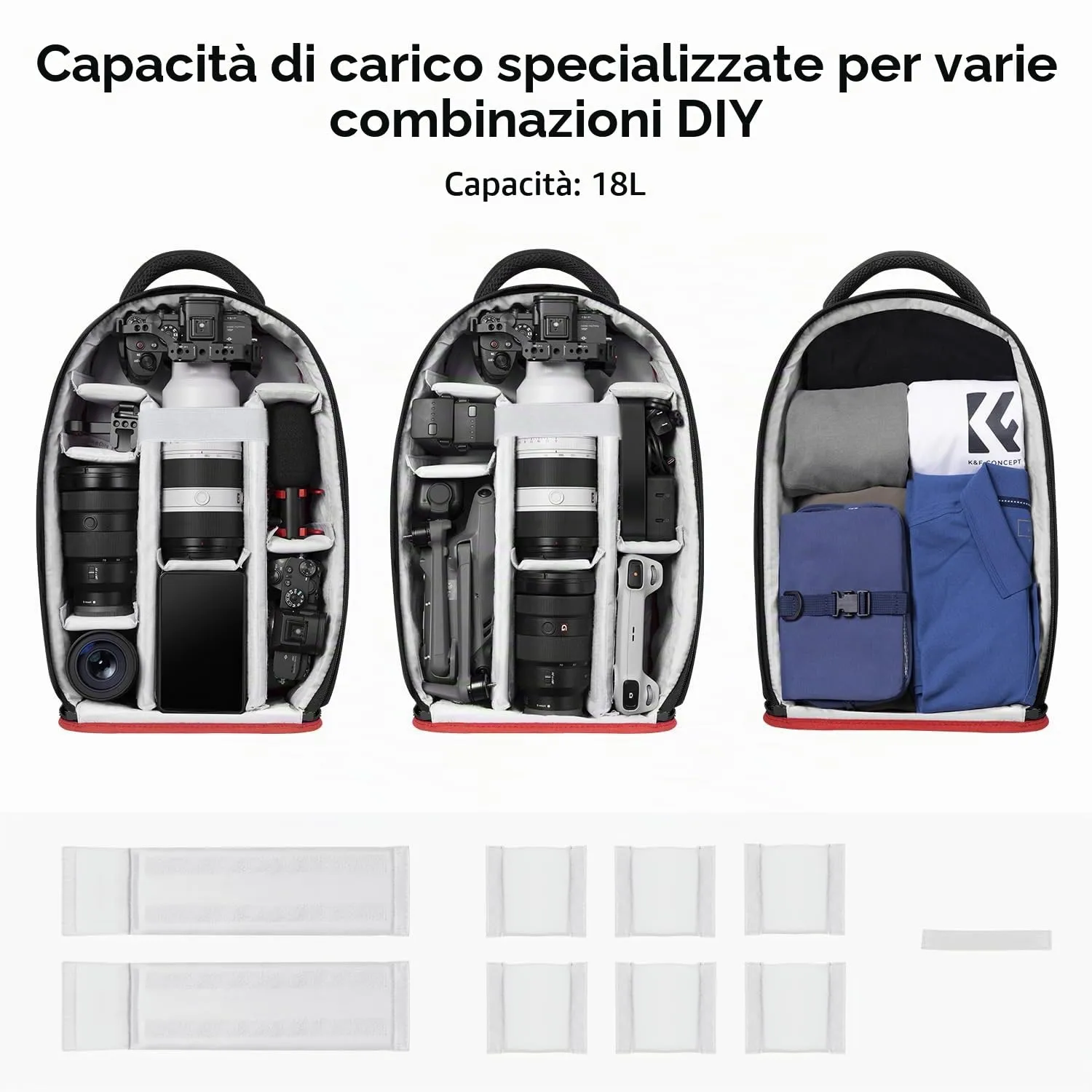 K&F Concept Zaino Fotocamera Professionale 18L KF13.151 - immagine 4