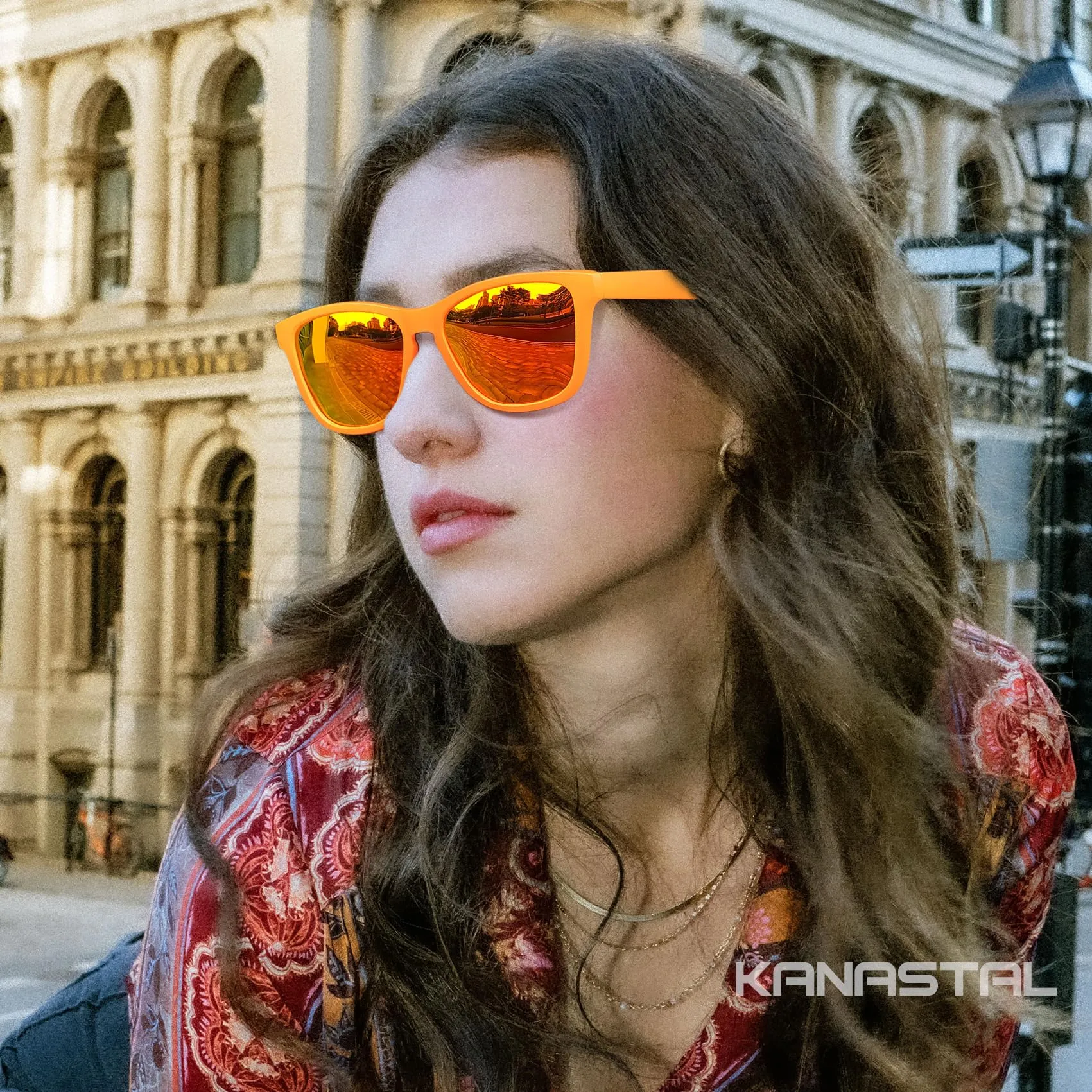 KANASTAL Occhiali da Sole Polarizzati UV400 Arancioni Specchio per Uomo e Donna - immagine 2