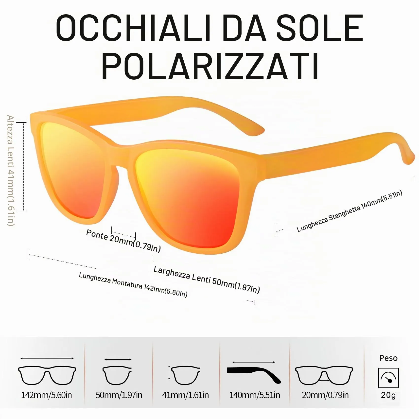 KANASTAL Occhiali da Sole Polarizzati UV400 Arancioni Specchio per Uomo e Donna - immagine 5