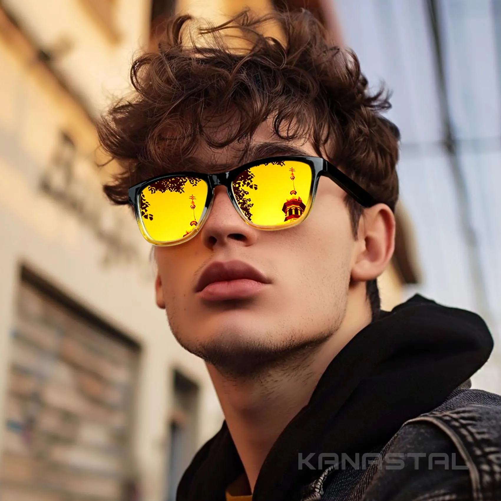 KANASTAL Occhiali da Sole Gialli Specchio Polarizzati UV400 per Uomo e Donna - immagine 3