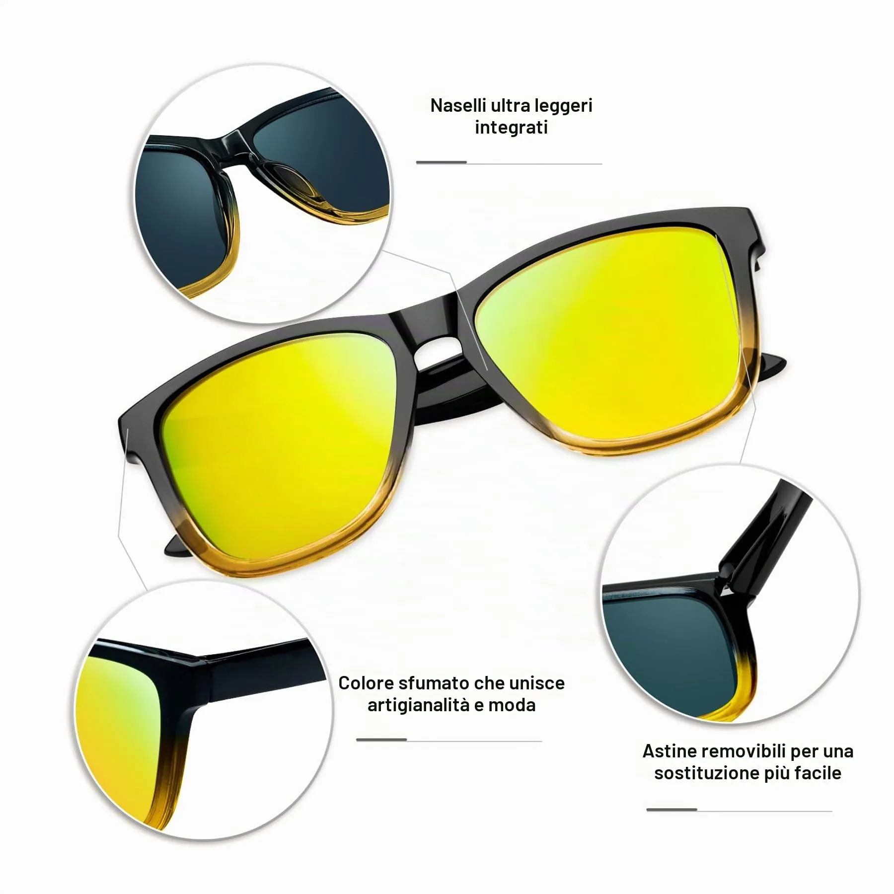KANASTAL Occhiali da Sole Gialli Specchio Polarizzati UV400 per Uomo e Donna - immagine 4
