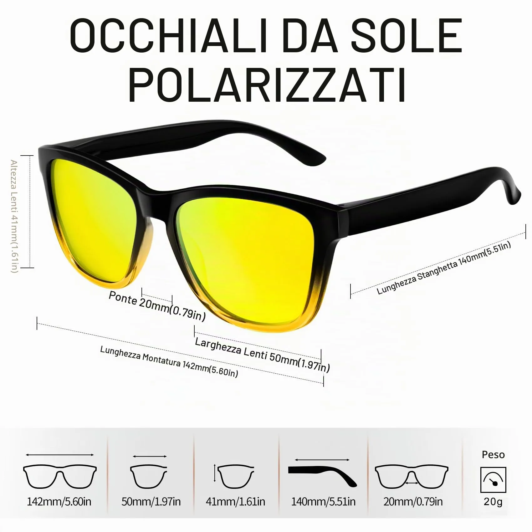 KANASTAL Occhiali da Sole Gialli Specchio Polarizzati UV400 per Uomo e Donna - immagine 5