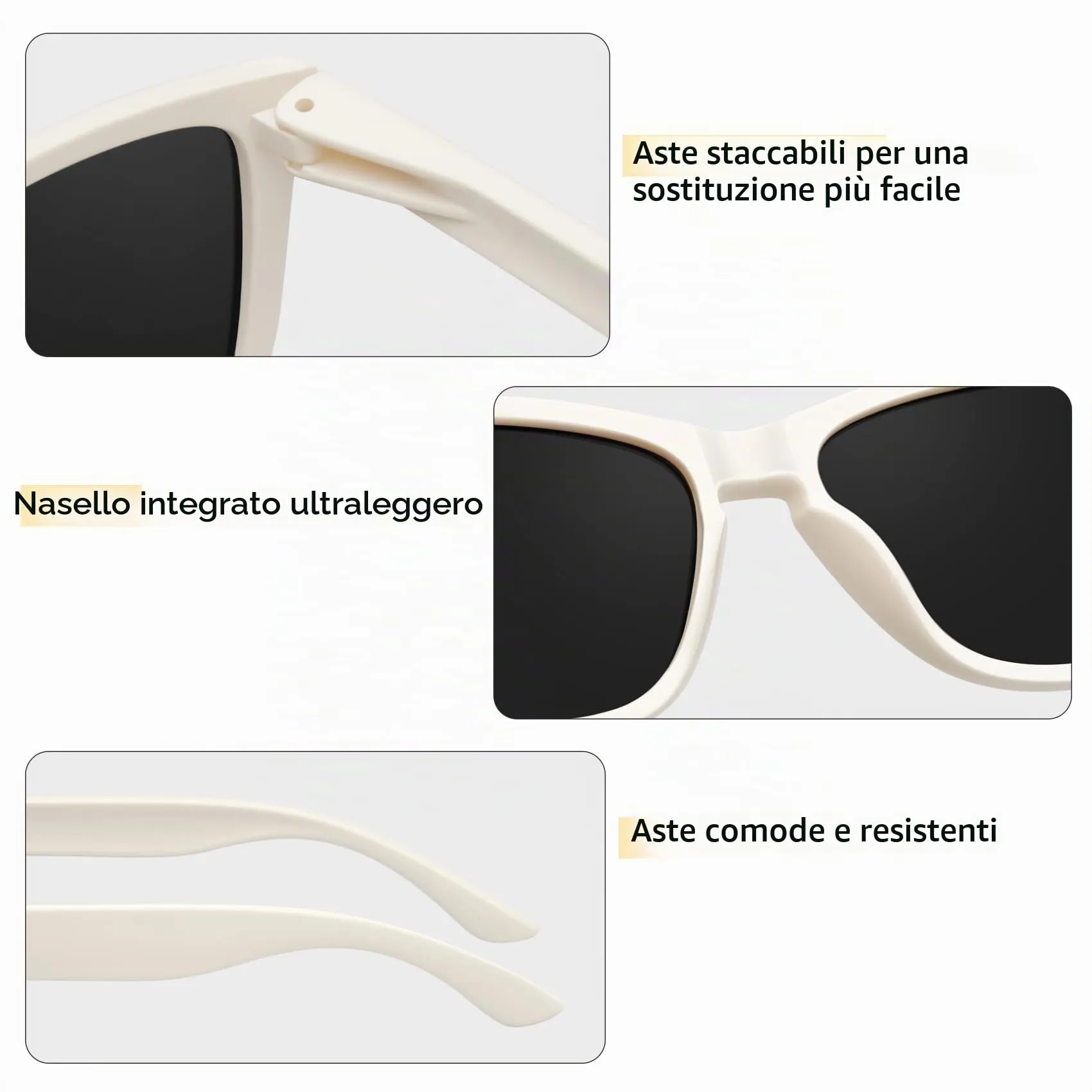 KANASTAL Occhiali da Sole Polarizzati UV400 Bianchi e Neri per Uomo e Donna - immagine 4