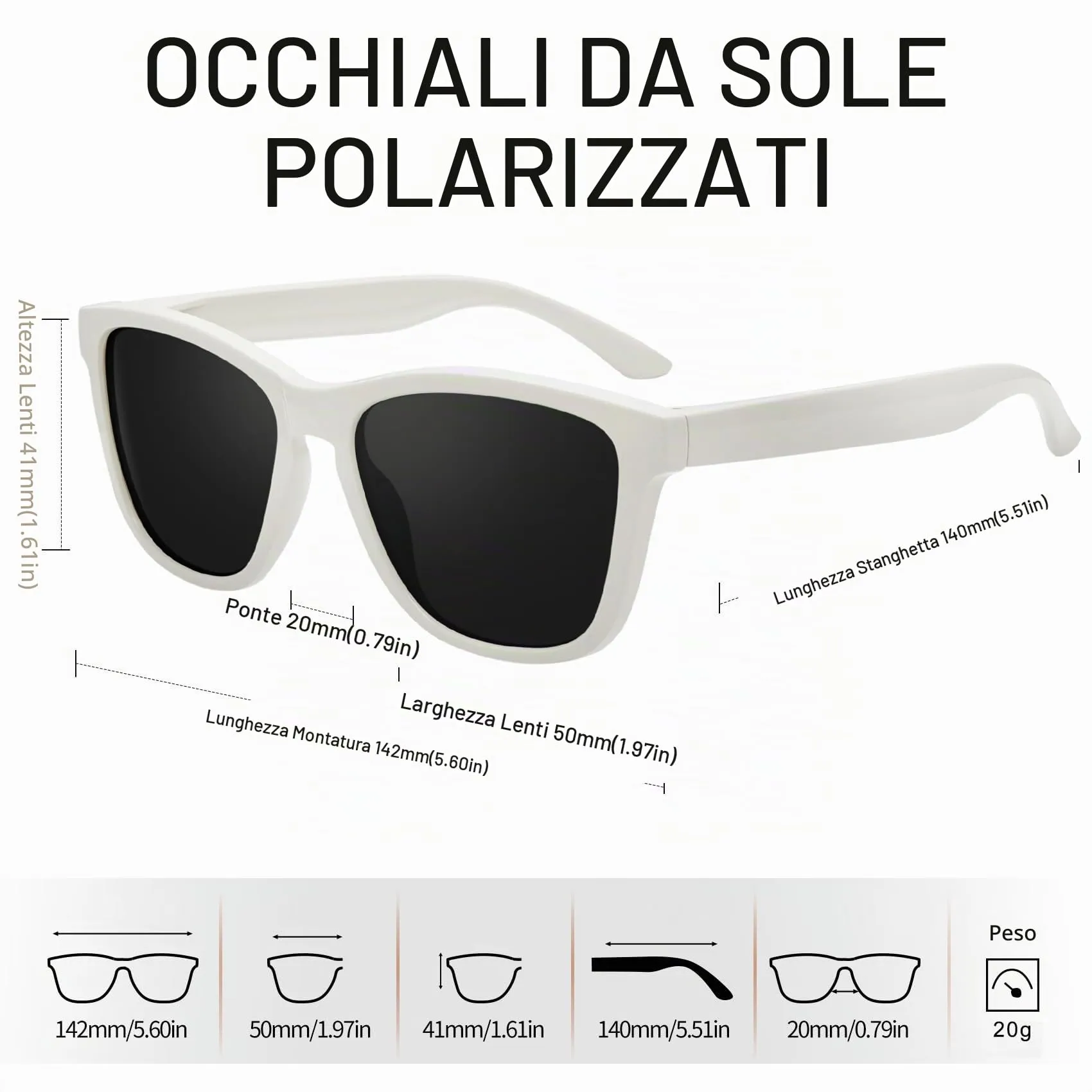 KANASTAL Occhiali da Sole Polarizzati UV400 Bianchi e Neri per Uomo e Donna - immagine 5