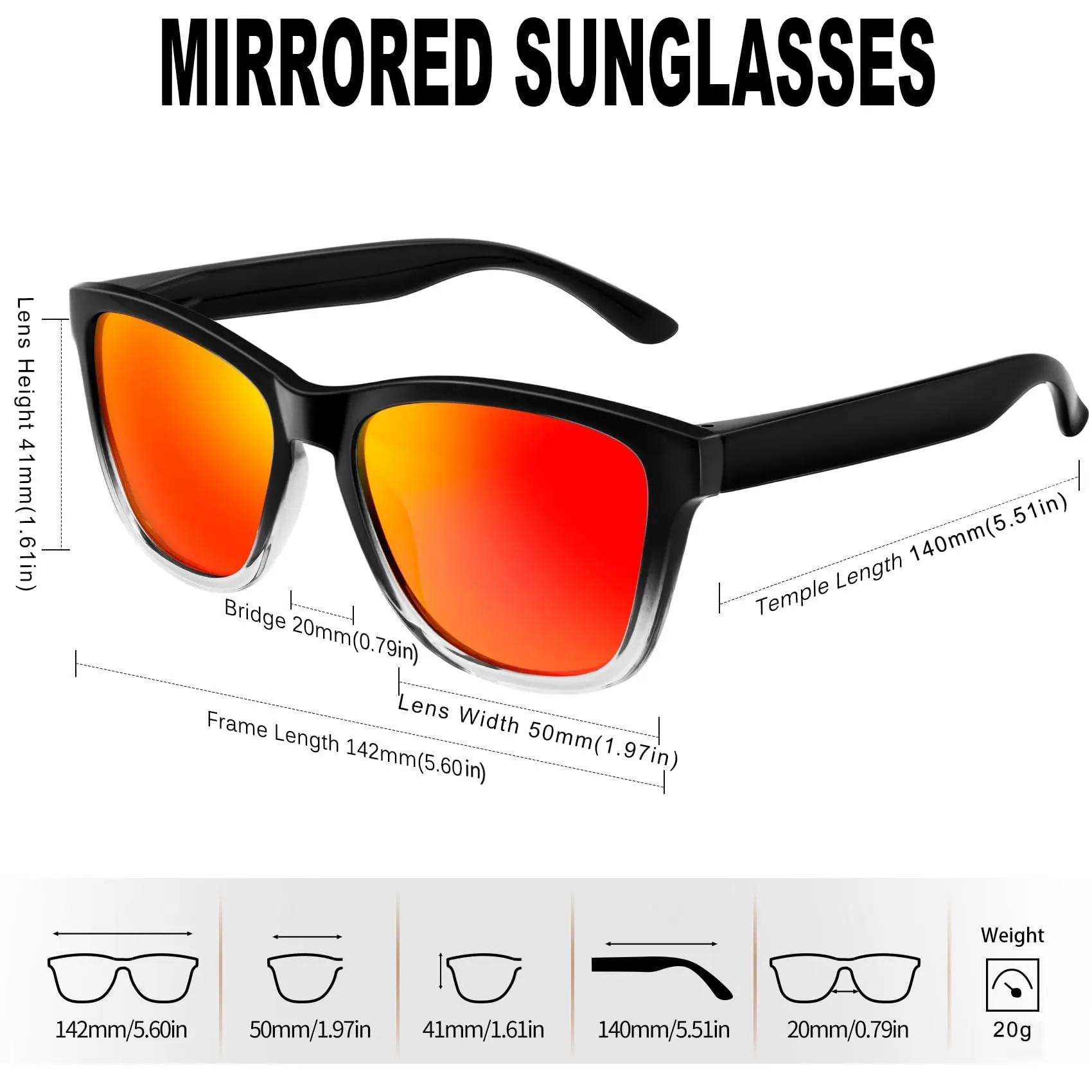KANASTAL Occhiali da Sole Arancioni Specchio Polarizzati UV400 Unisex - immagine 6