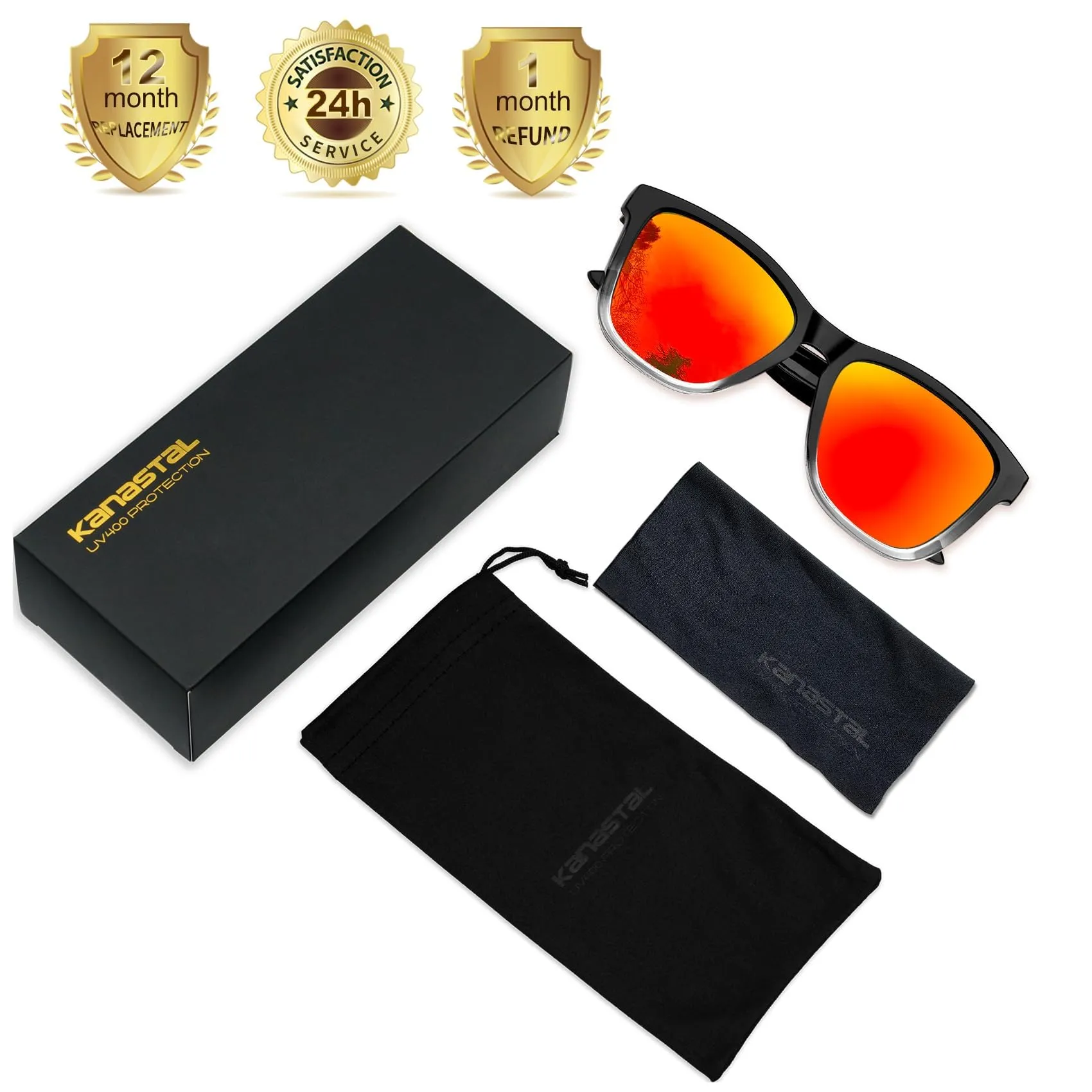 KANASTAL Occhiali da Sole Arancioni Specchio Polarizzati UV400 Unisex - immagine 8