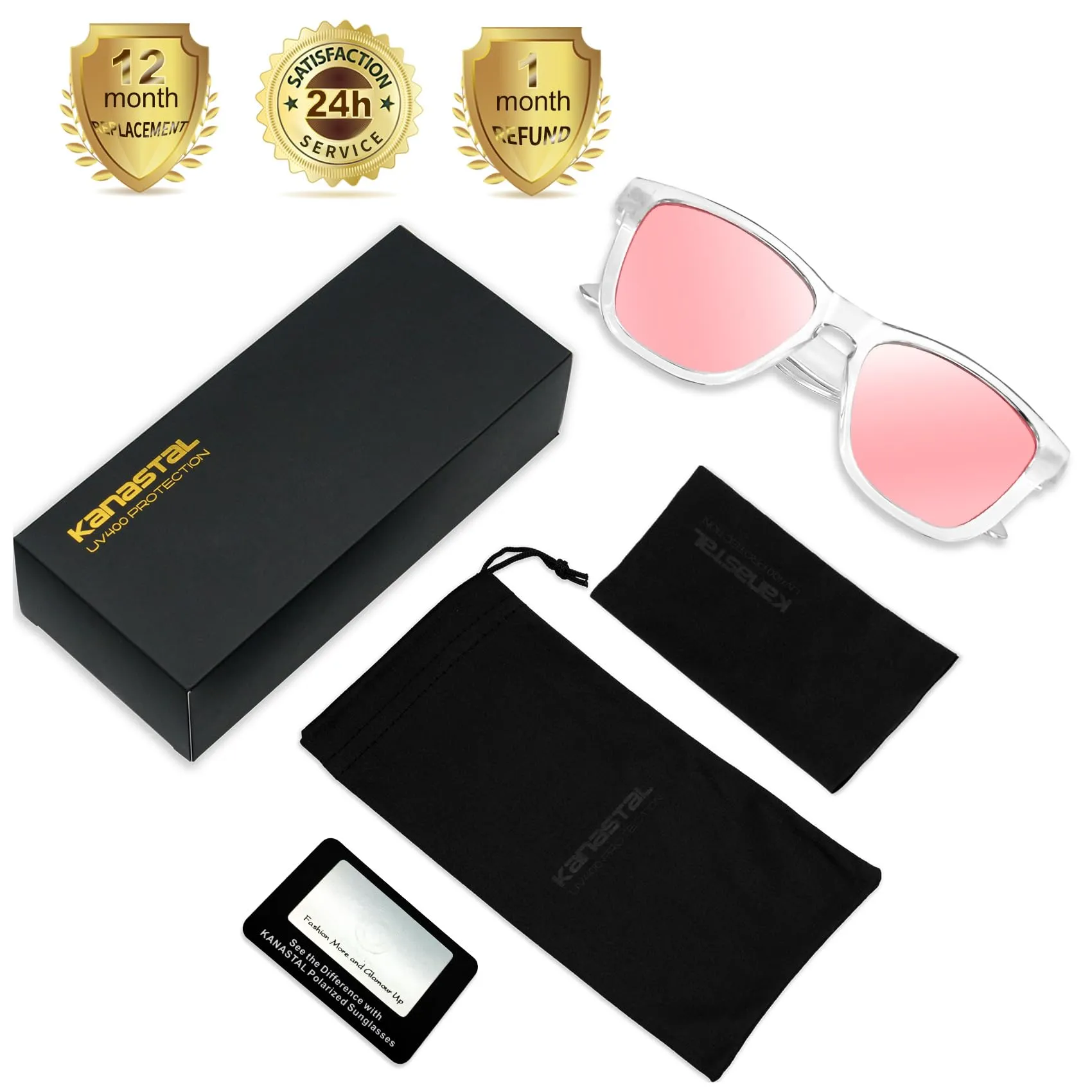 KANASTAL Occhiali da Sole Rosa Specchio Polarizzati UV400 - immagine 7