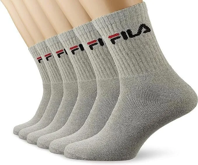 Fila Calze Sportive per Uomo, Grigio, 43-46, Pacco da 6 - immagine 1