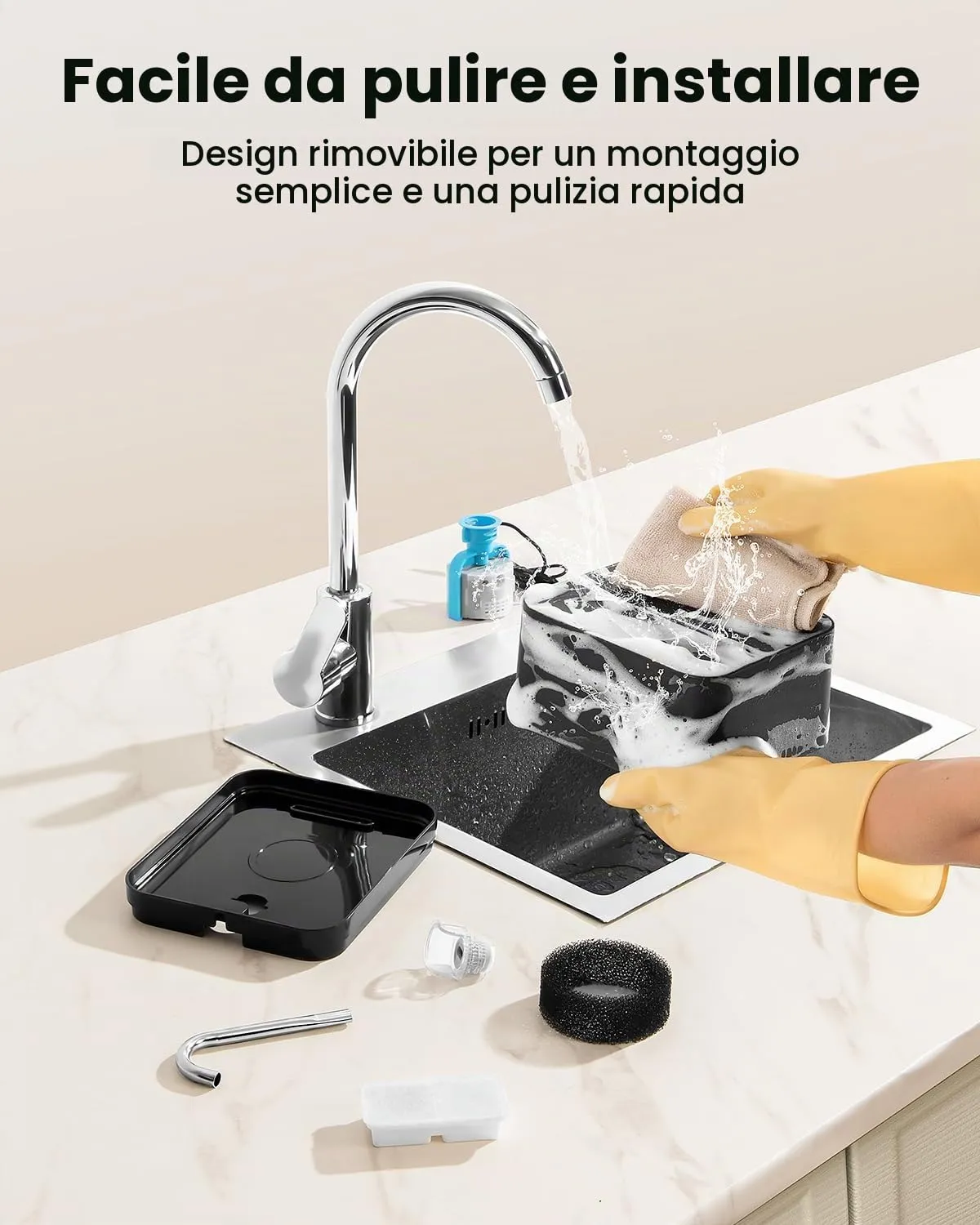 PawPoll Fontanella per Gatti, 2,2L, Ultra Silenziosa, con LED, Nero, Include 6 Filtri e 3 Spugne - immagine 3